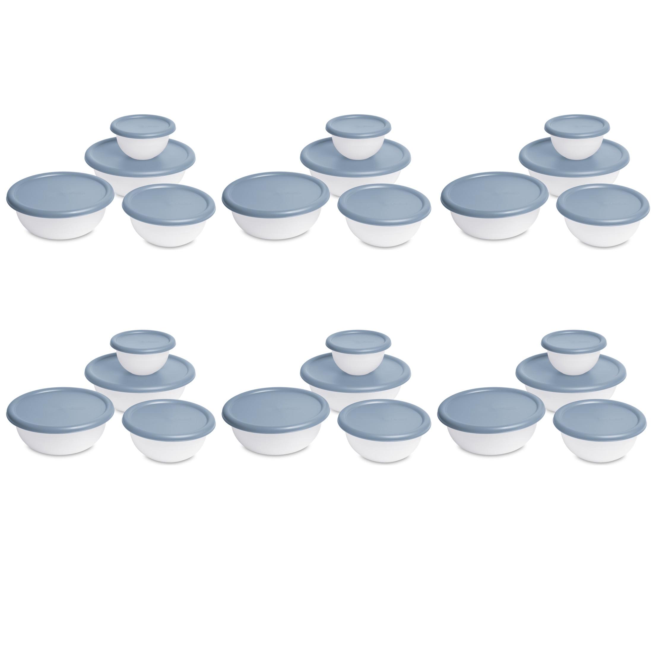 Sterilite 8-Piece Covered Bowl Set – 4 Plastic Bowls Ranging in Size with 4 Lids, for Prep, Serve & Store, Light Blue