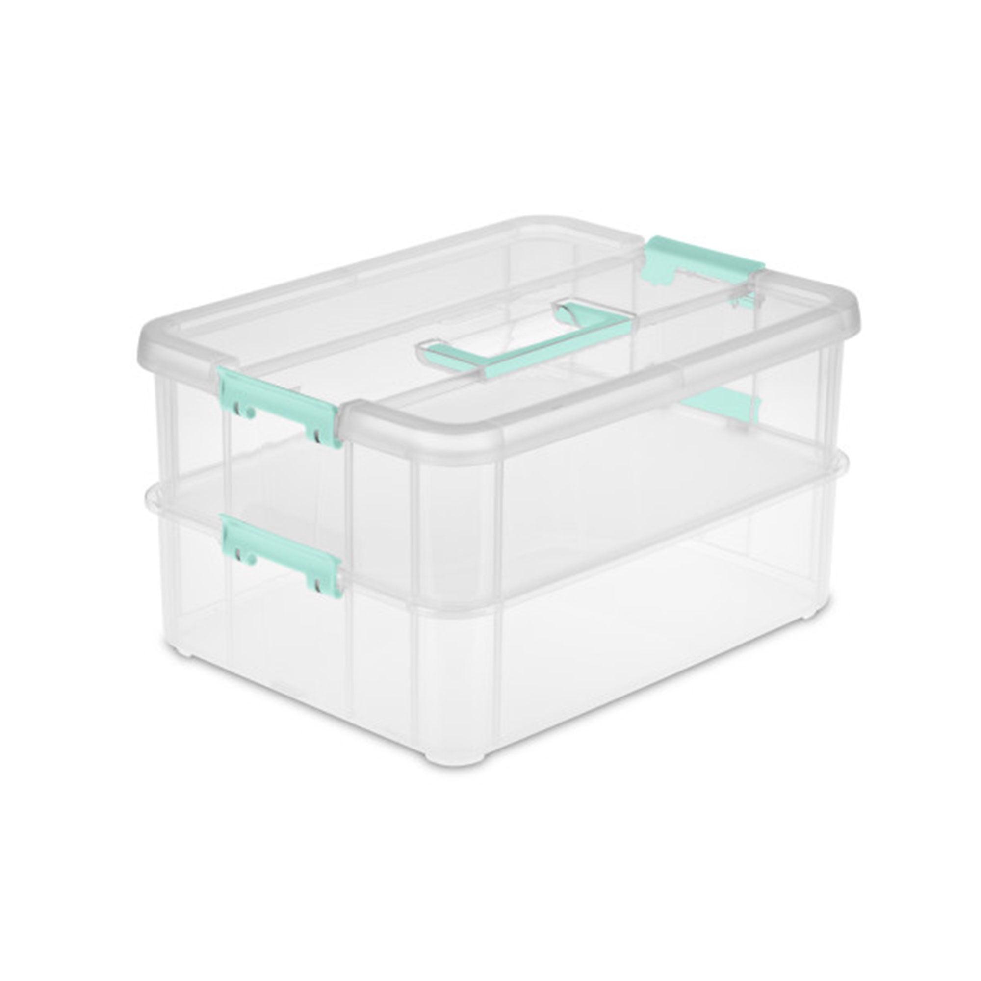 Sterilite Convenient Home 2-Tier Layer Stack Carry Storage Box, Clear