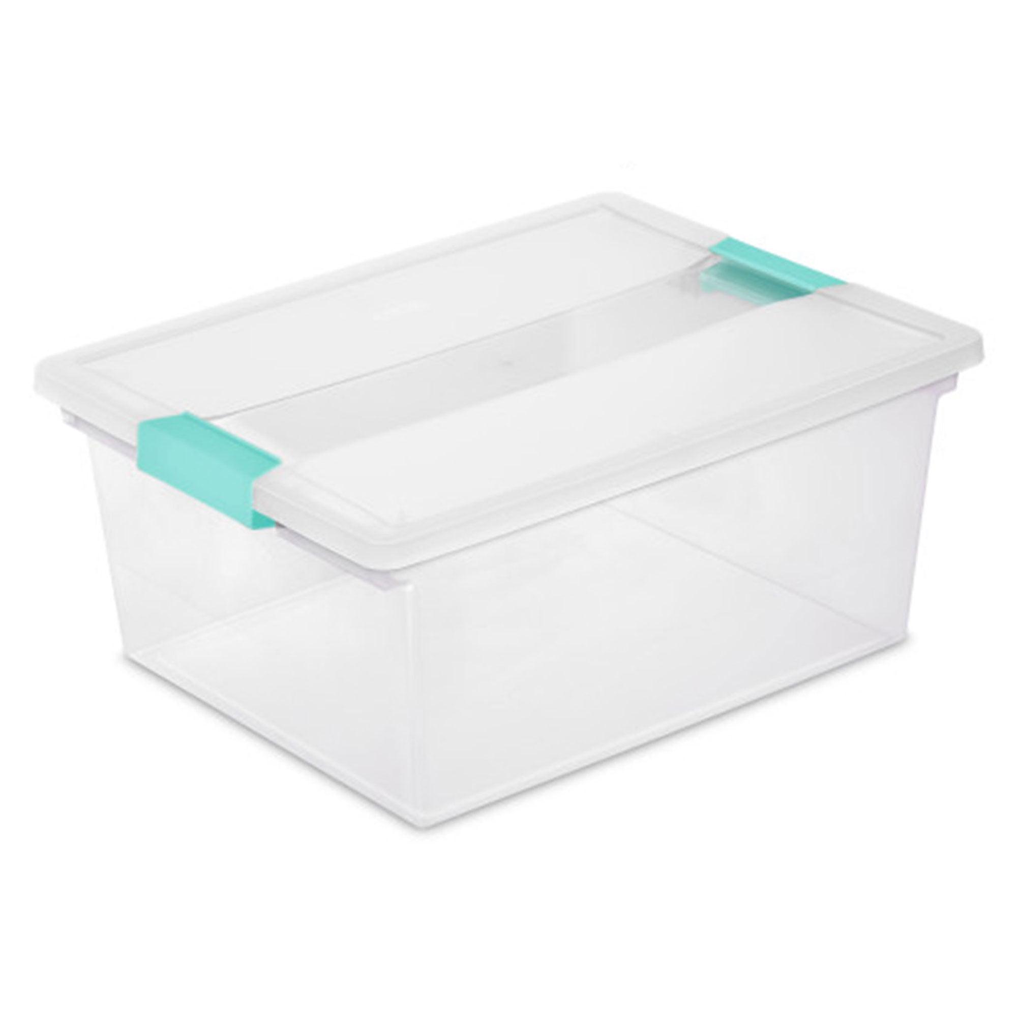 Clear Plastic Stackable Storage Bin with Latching Lid, 14" x 11"