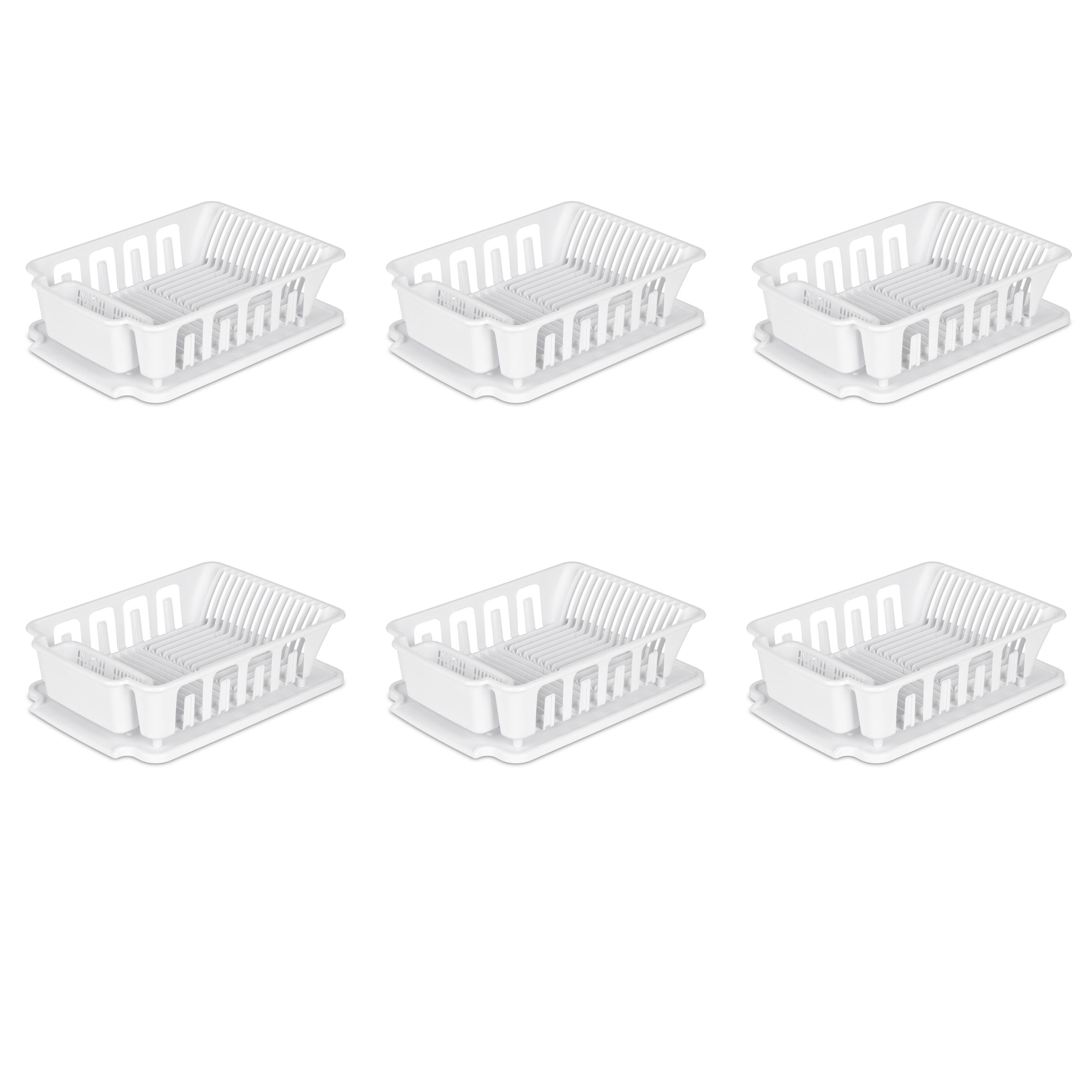 Sterilite Large 2 Piece Sink Set, Dish Drainer and Drainboard for Plates, Cups, and Flatware, White