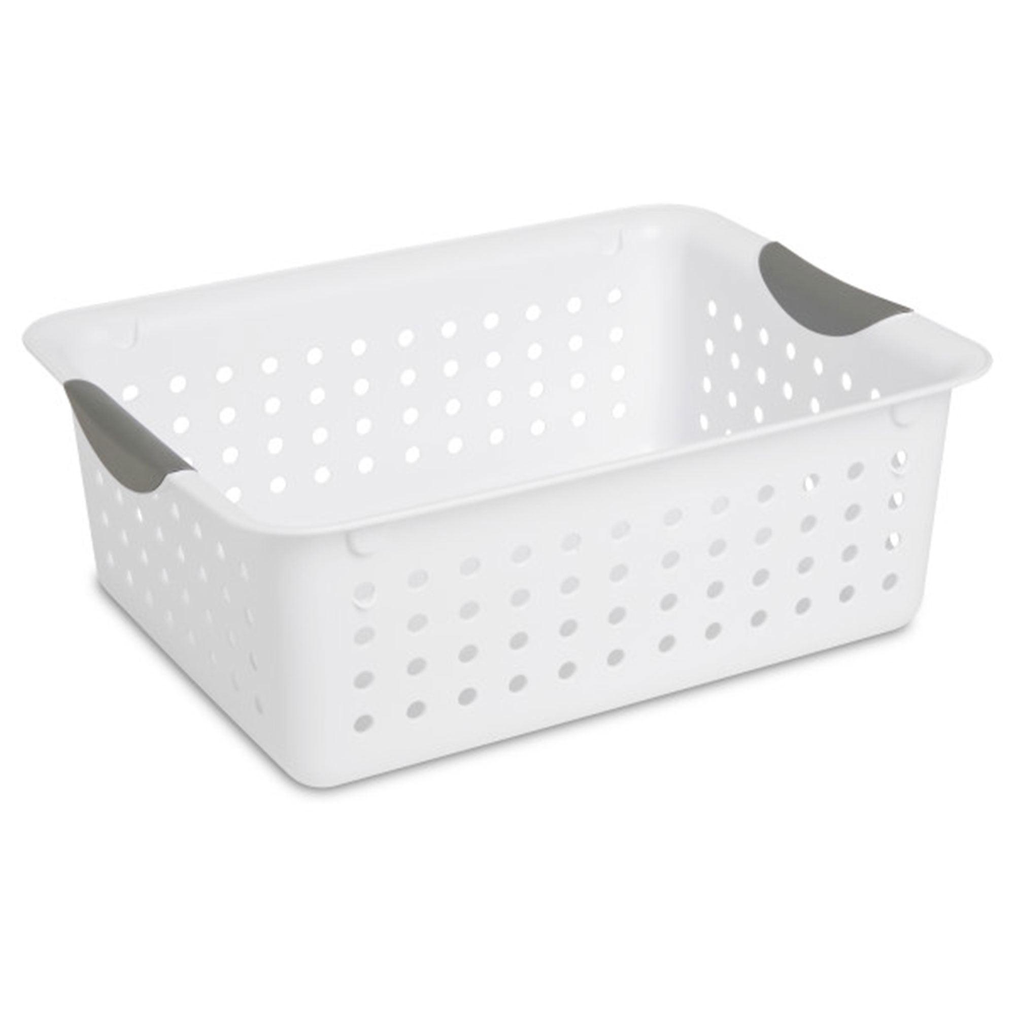 Sterilite Medium Ultra Basket, Storage Bin to Organize Closets, Cabinets, Pantry, Shelving and Countertop Space, White, 18-Pack