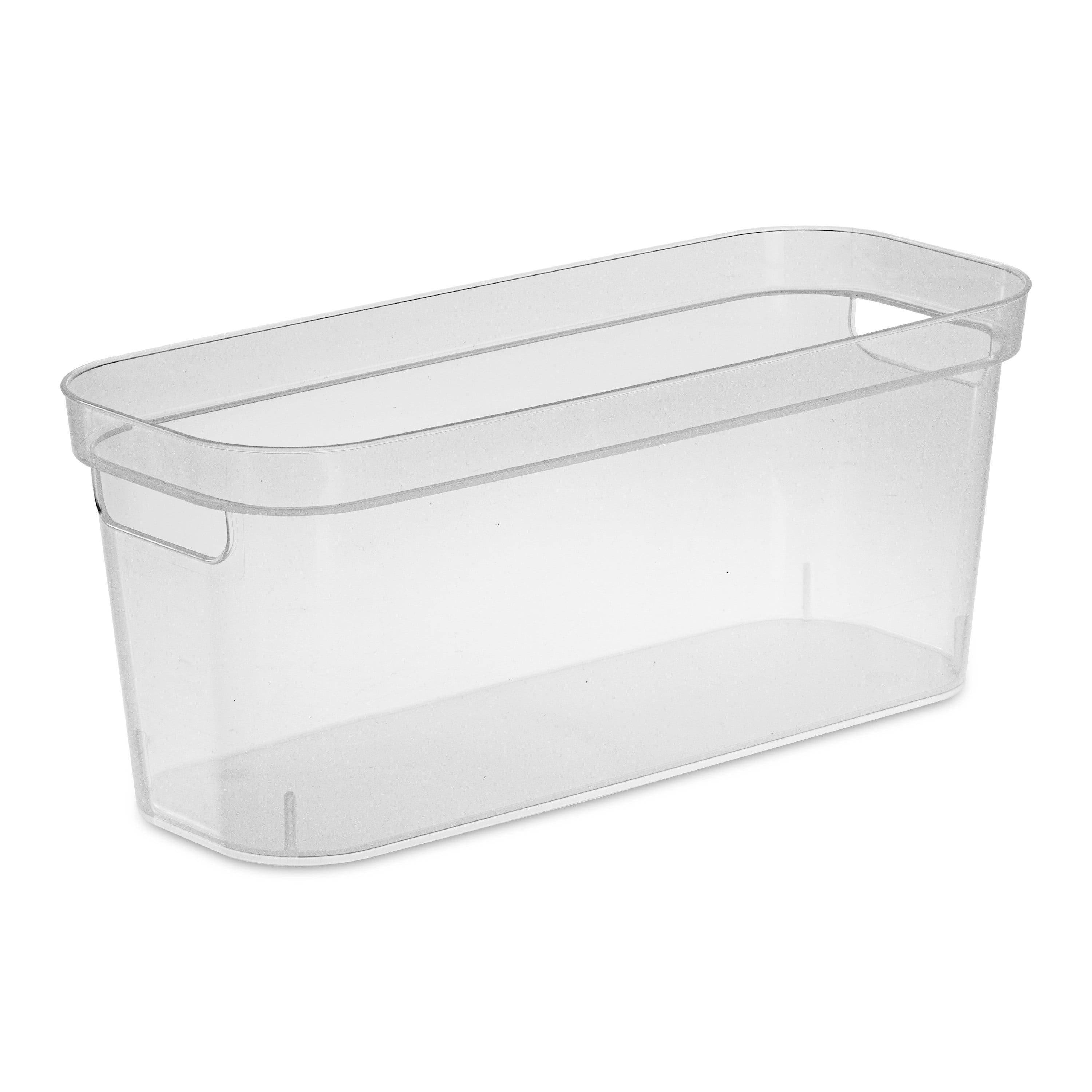 Clear Plastic Narrow Storage Bin with Handles