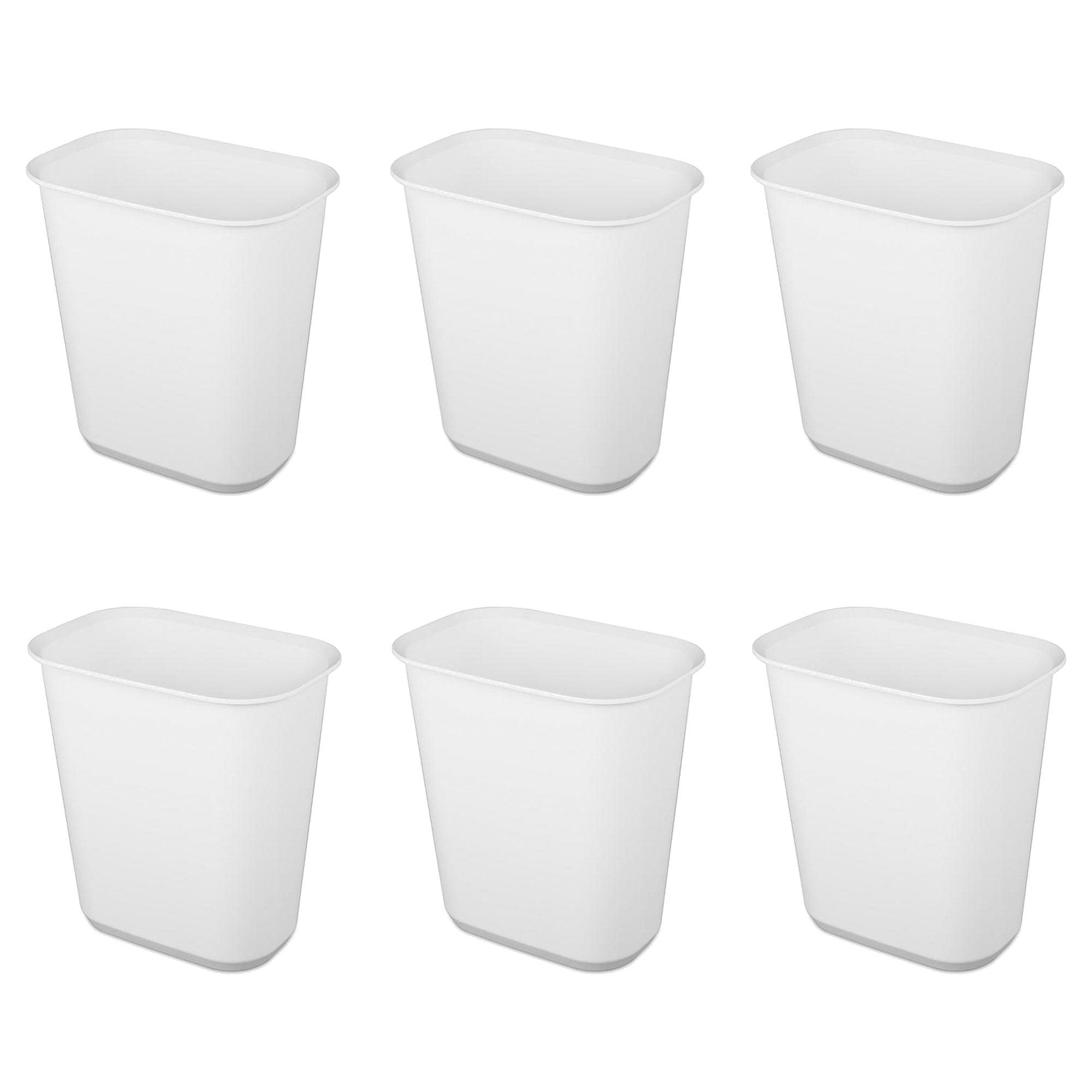 Sterilite Rectangular Wastebasket Open Top Trash Bin, 6 Pack