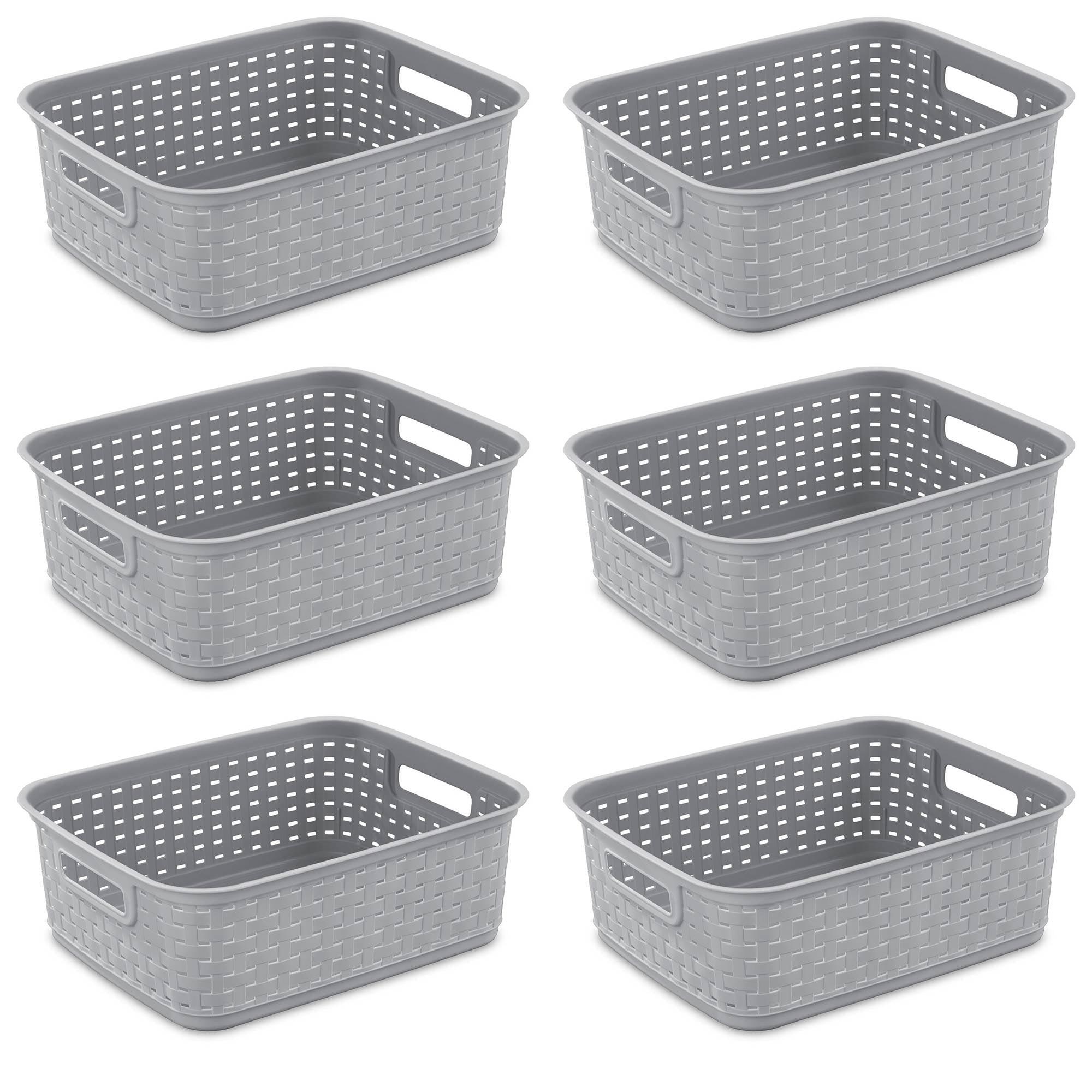 Sterilite Short Weave Basket, Decorative Storage Bin, Organize the Closet, Bathroom or Classroom