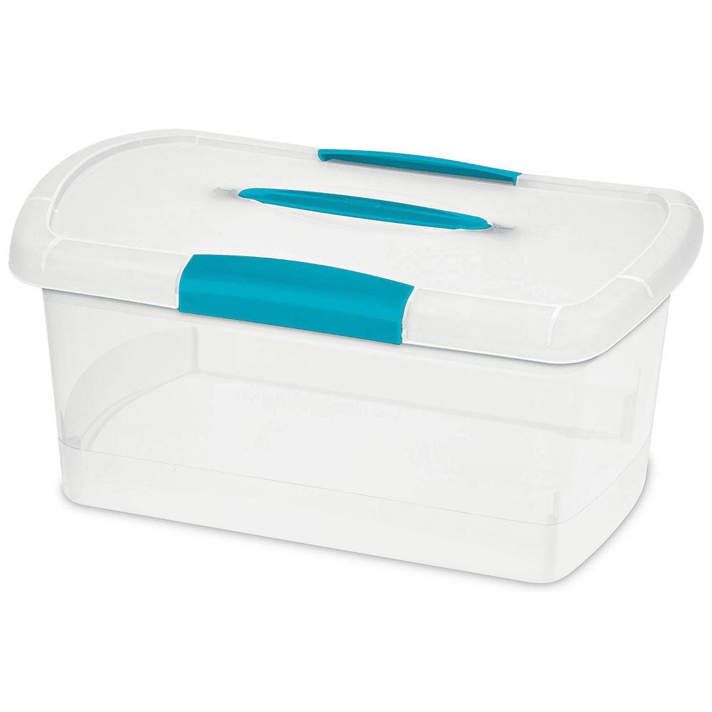 Medium Clear Plastic Stackable Storage Box with Blue Lid