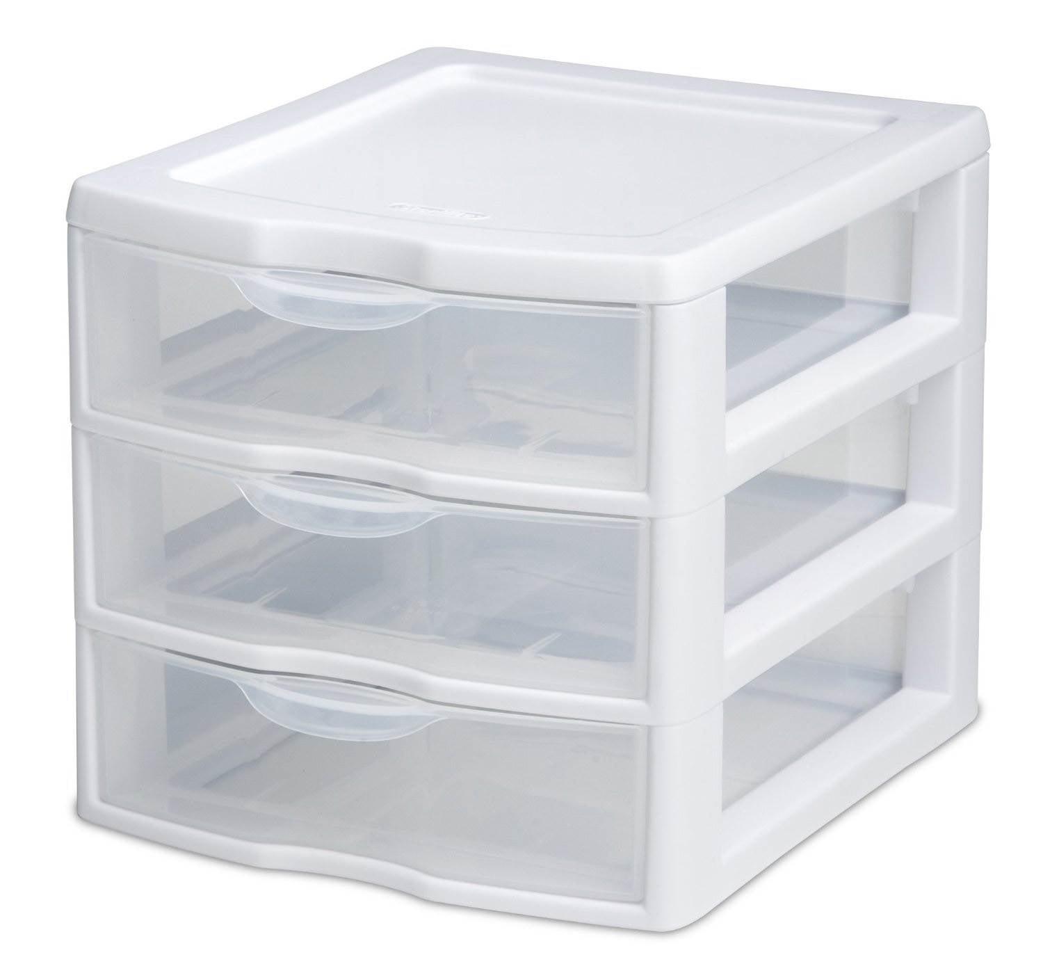 White Plastic 3-Drawer Stackable Desktop Organizer