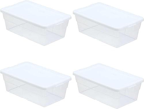 Clear Rectangular Stackable Storage Crates, 6 Qt, Pack of 4