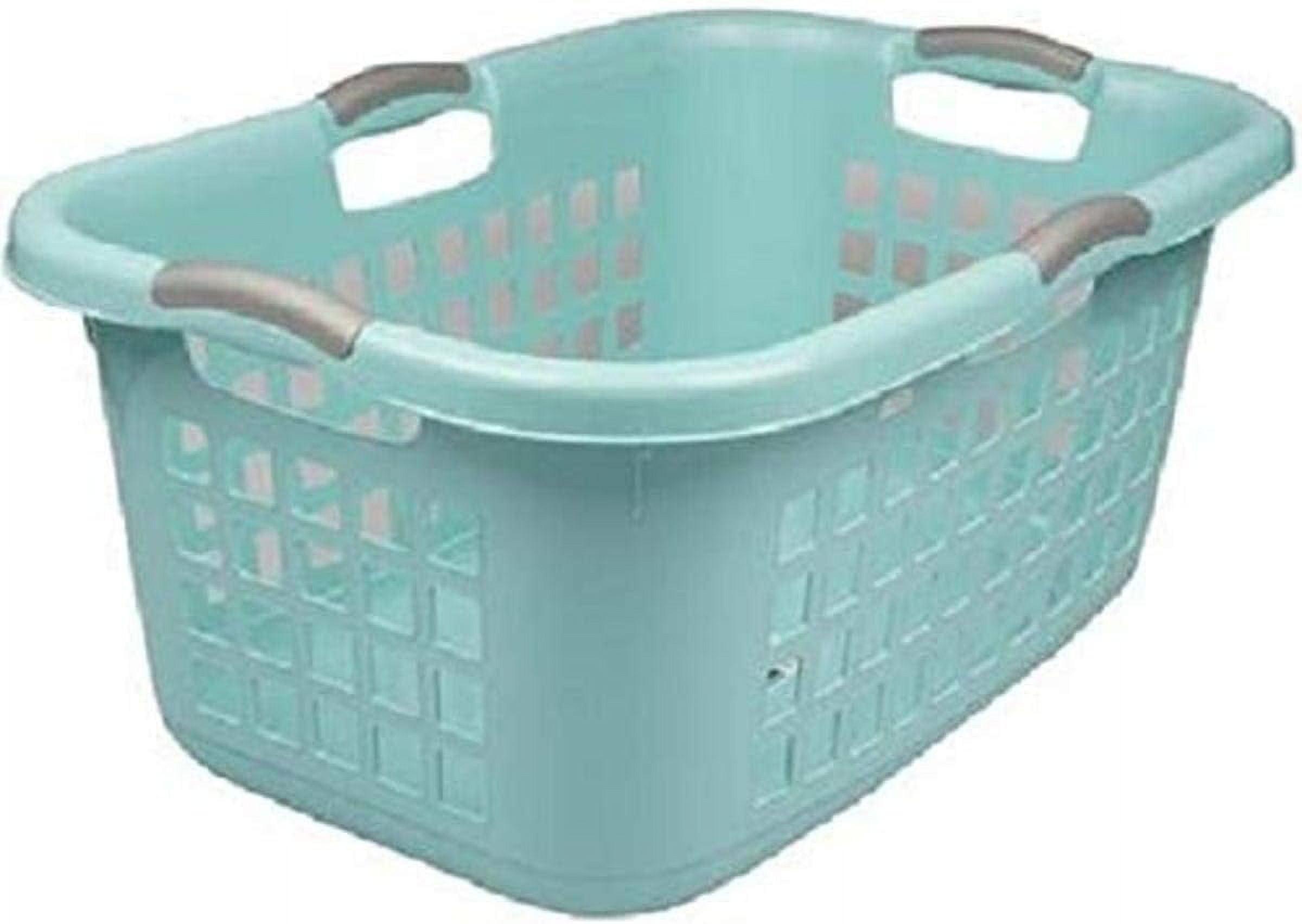 Aqua Plastic Stackable Rectangular Laundry Basket with Handles