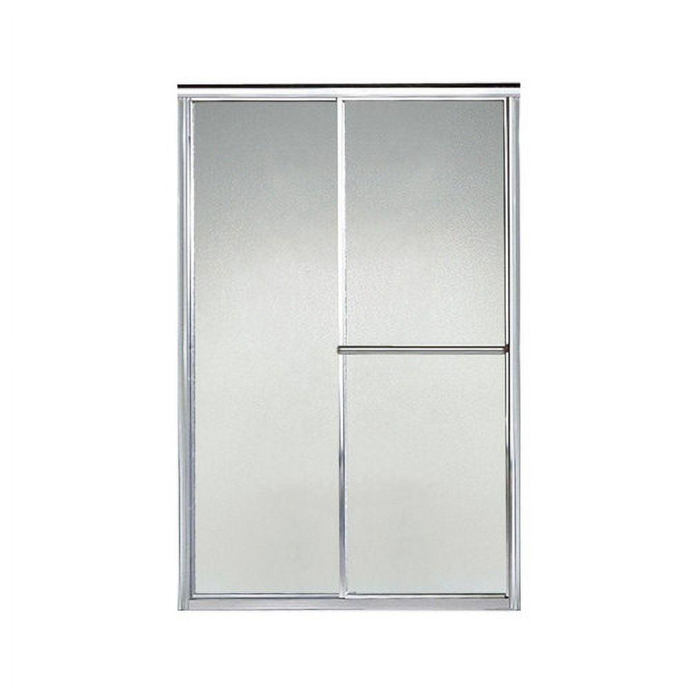 Deluxe 46" x 65.5" Silver Framed Sliding Shower Door with Pebbled Glass