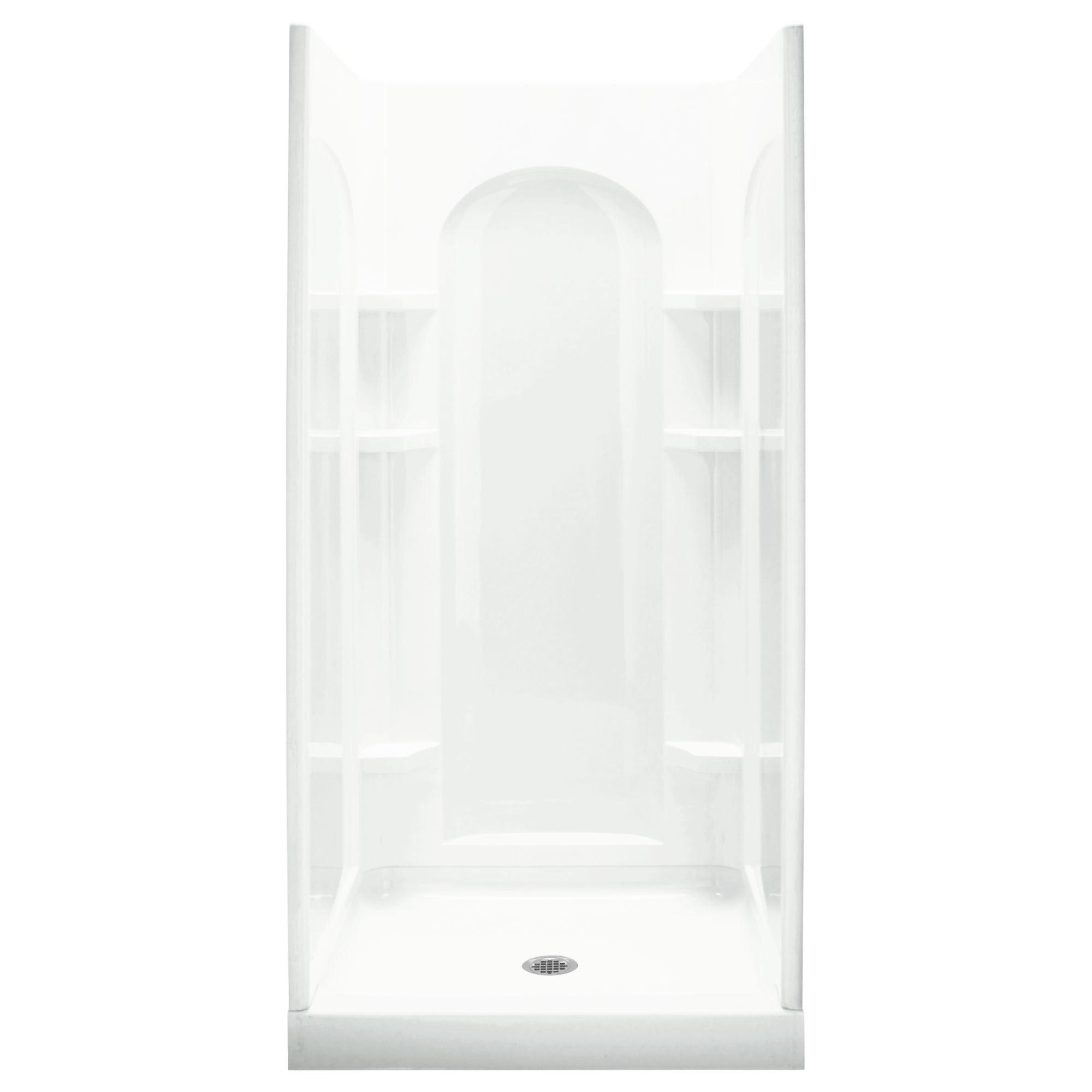 White Vikrell 36" x 34" Alcove Shower Kit with Shelves