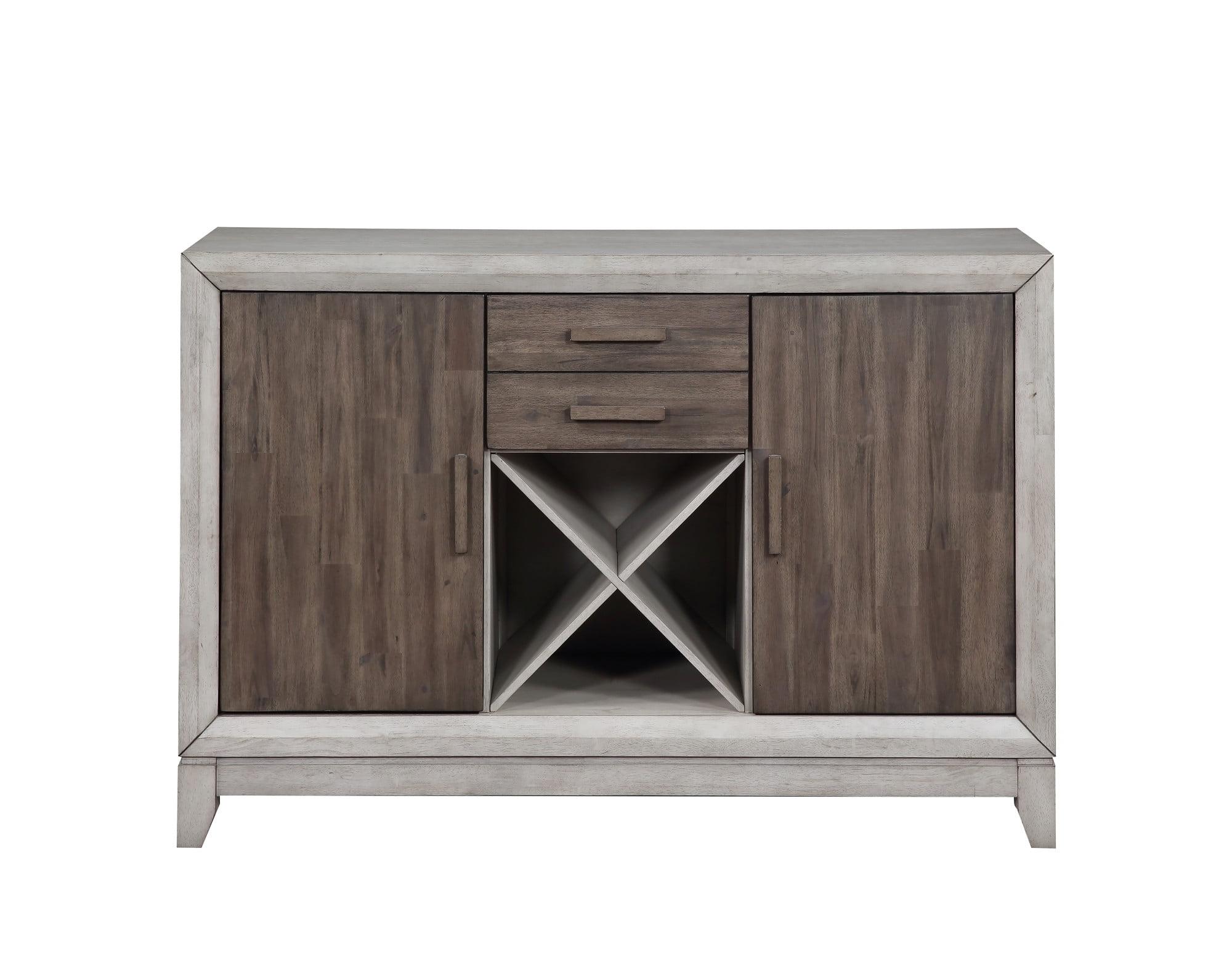 Transitional Abacus 54" Gray-Brown Sideboard with Wine Rack
