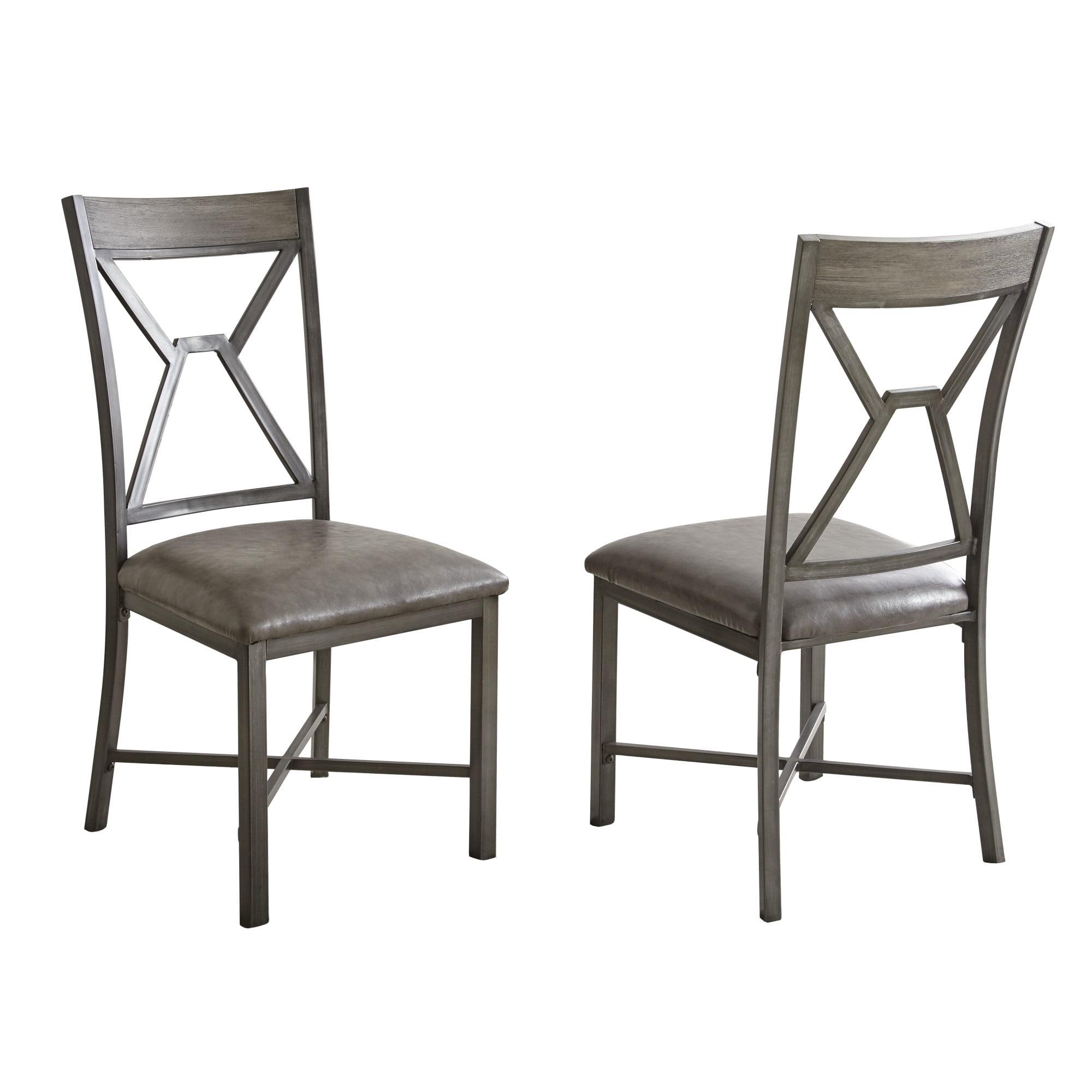 Set of 2 Alamo Side Chair Gray: Upholstered, Metal Legs, Geometric Cutouts - Steve Silver Co.