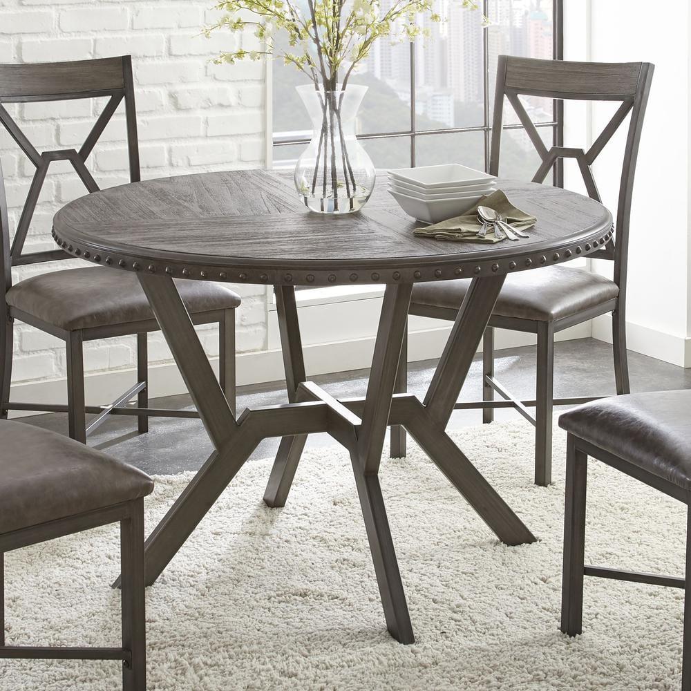 Modern Transitional 45" Round Wood Dining Table in Gray