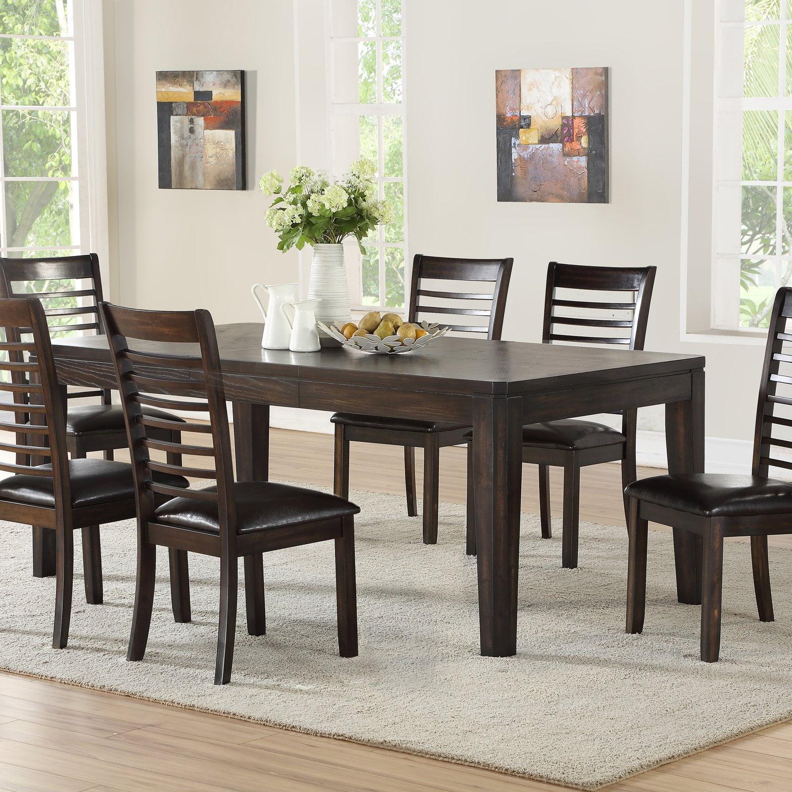 Espresso Extendable Wood Dining Table with Locking Leaf