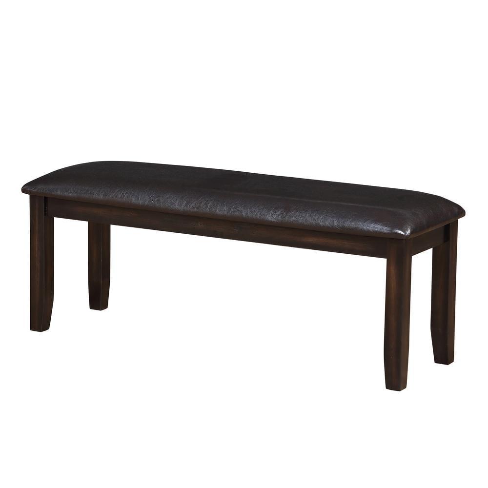 Ally 48'' Dark Brown Faux Leather Wood Dining Bench