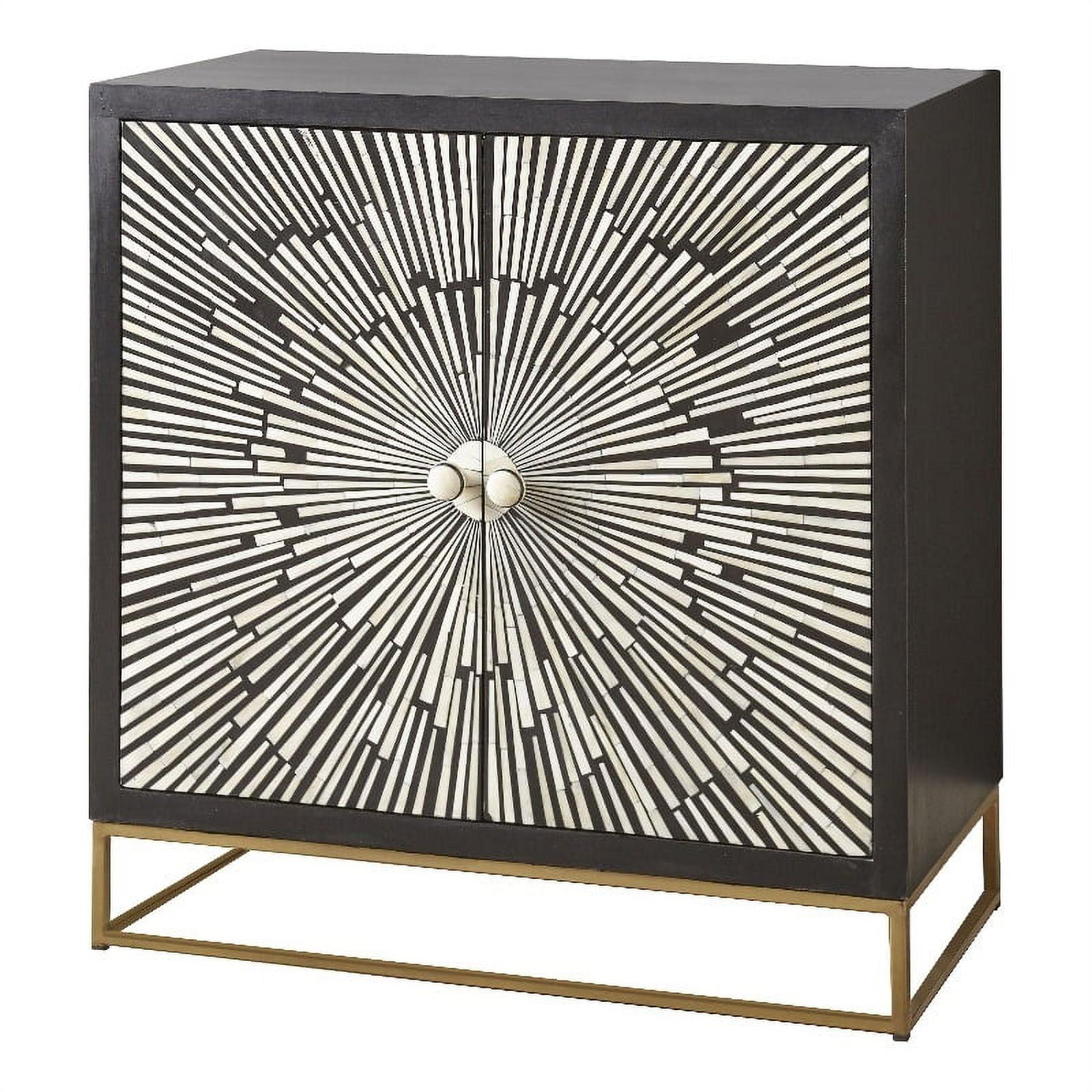 Amika Black & White Sunburst Transitional Accent Cabinet with Adjustable Shelves