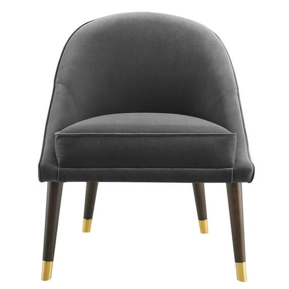 18" Avalon Velvet Accent Chair Charcoal - Steve Silver Co.: Mid-Century Modern, Armless, Wood Legs