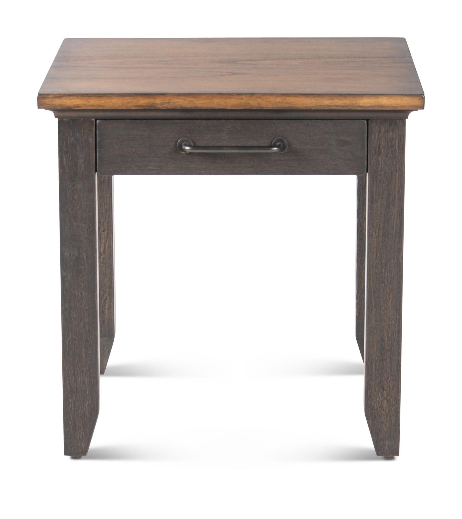 Bear Creek End Table Brown - Steve Silver Co.: Rustic Ivory, Honey Top, Drawer, Tapered Legs
