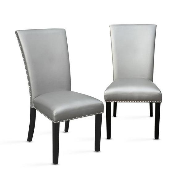 18" Set of 2 Camila Dining Chairs Silver - Steve Silver Co.: Modern Faux Leather, Nailhead, Wood Legs