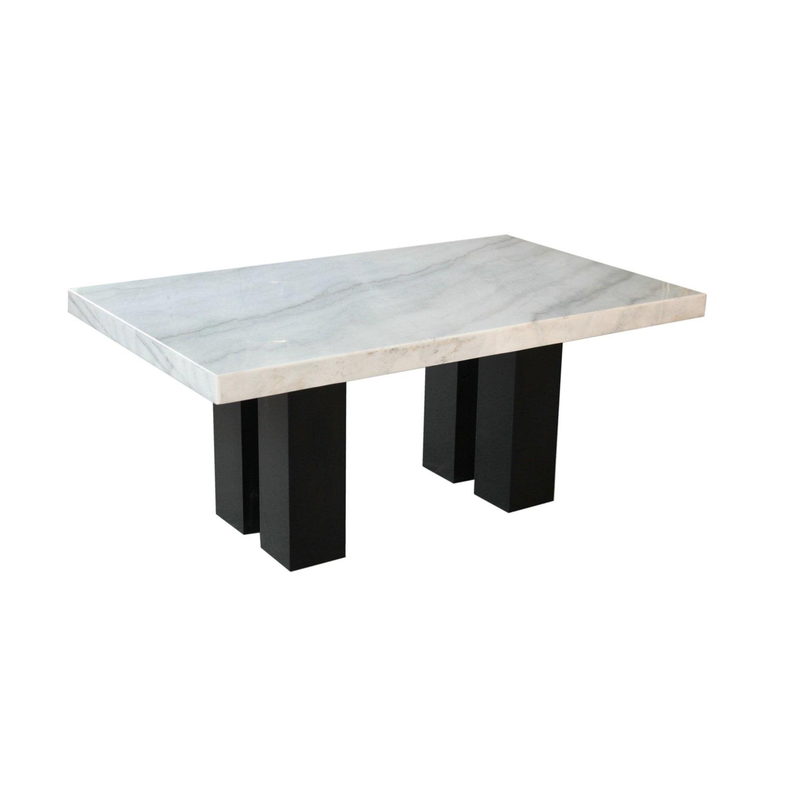 Camila White Marble and Espresso Wood Dining Table