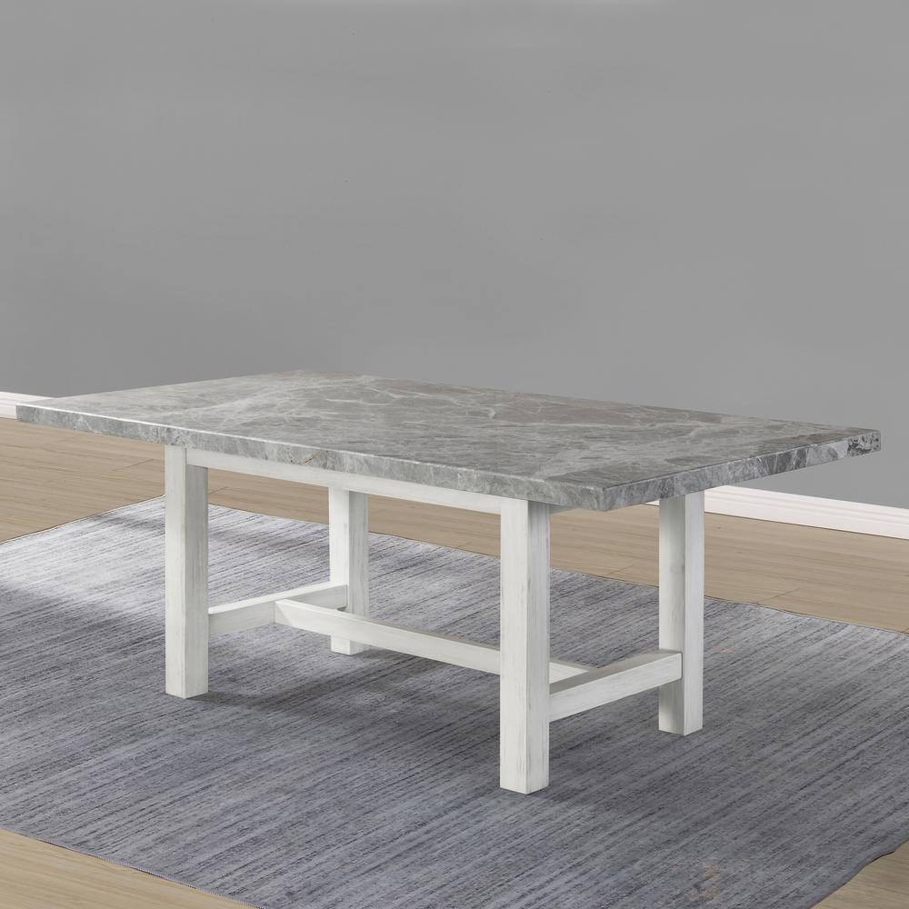 Canova Marble Top Dining Table White - Steve Silver Co.: Gray Surface, Wood Frame, 6-Seater Rectangle