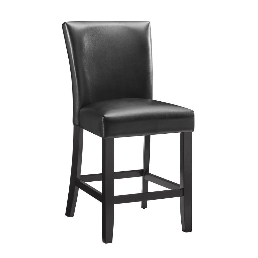 26" Set of 2 Carrara Counter Height Barstools Black - Steve Silver Co.: Upholstered, Rubberwood Frame, Floor Protectors