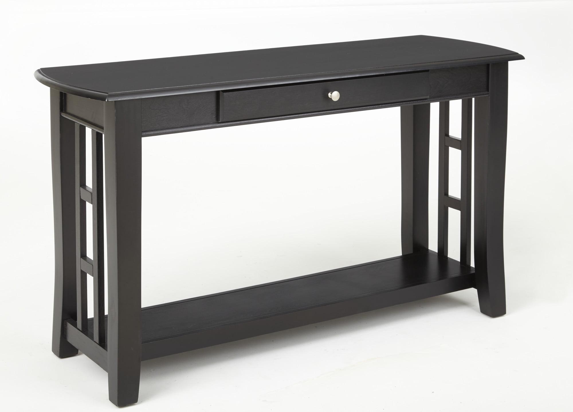 Cassidy Sofa Table Black - Steve Silver Co.: Glossy Finish, Entryway Console with Storage Shelves