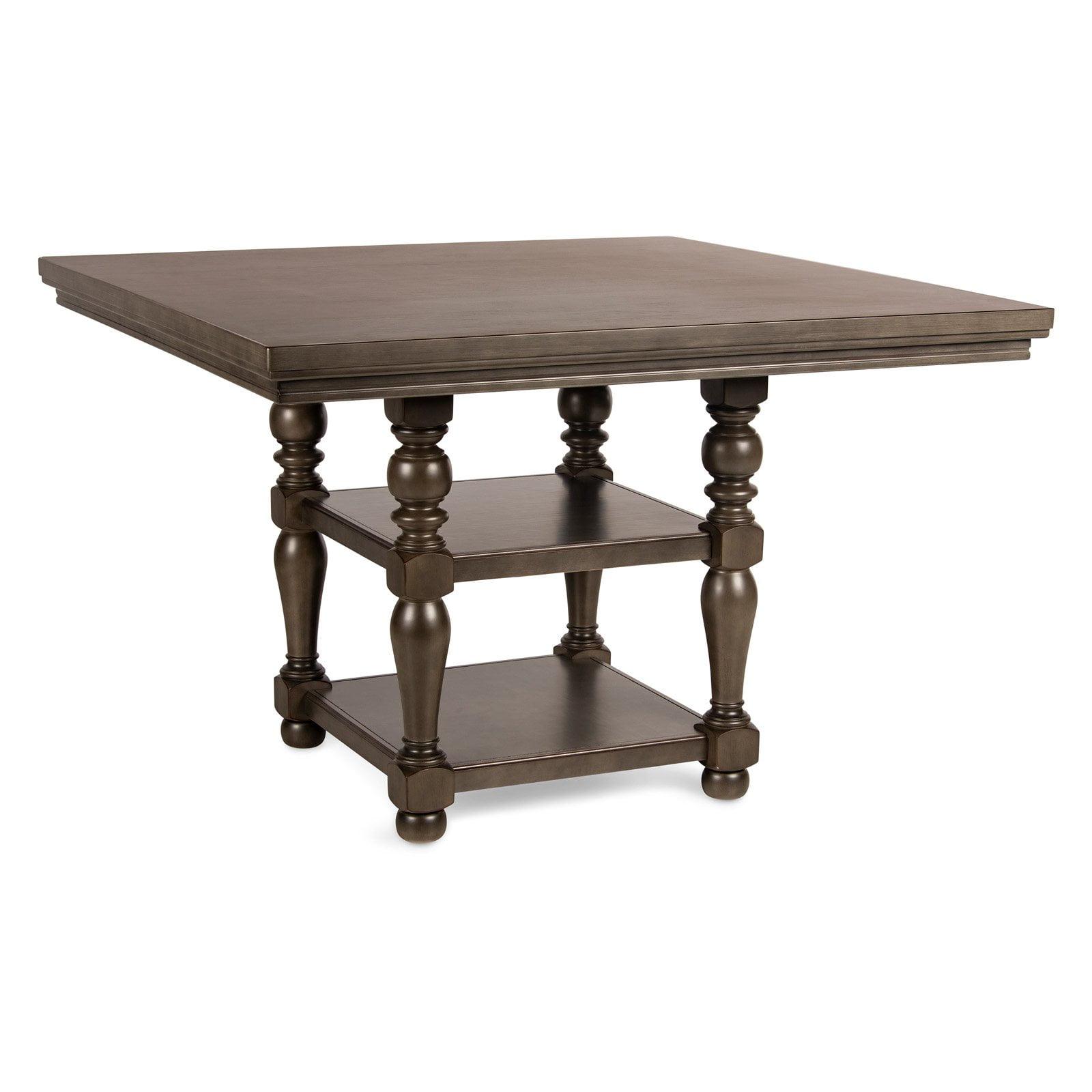 54" Brown Wood Transitional Square Counter Height Dining Table