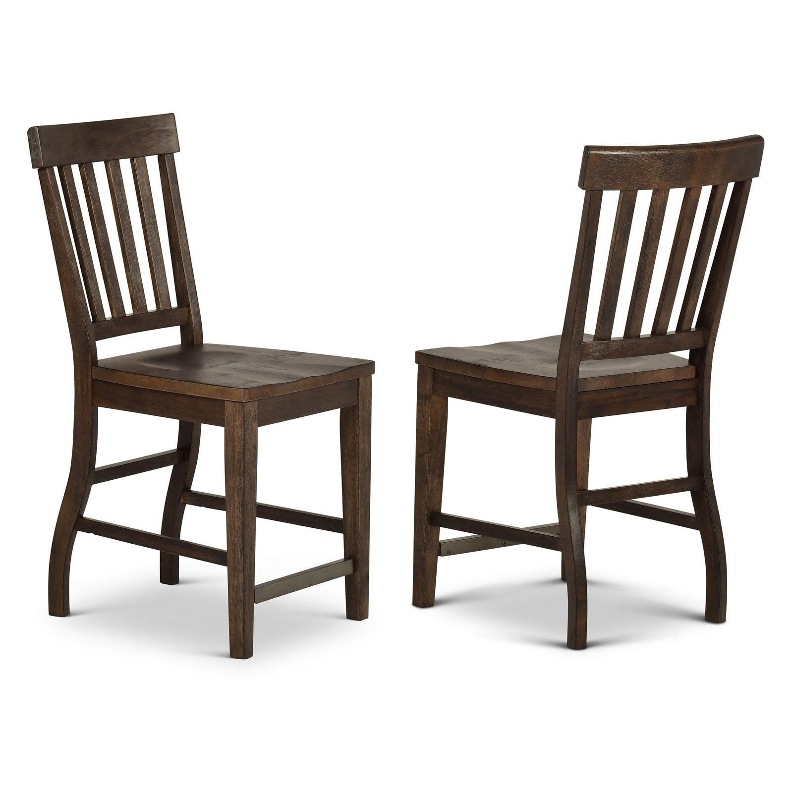 Elegant Transitional Dark Oak Wood Counter Stools, Set of 2