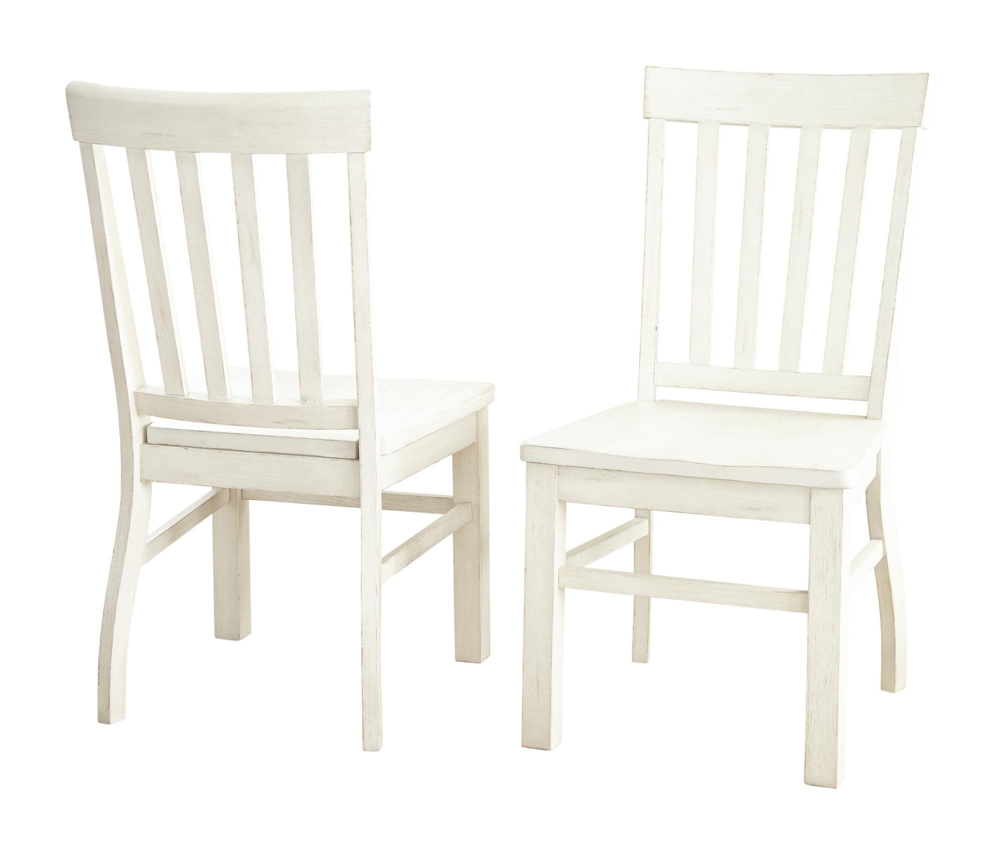 White High Back Wood Slat Side Chair Set