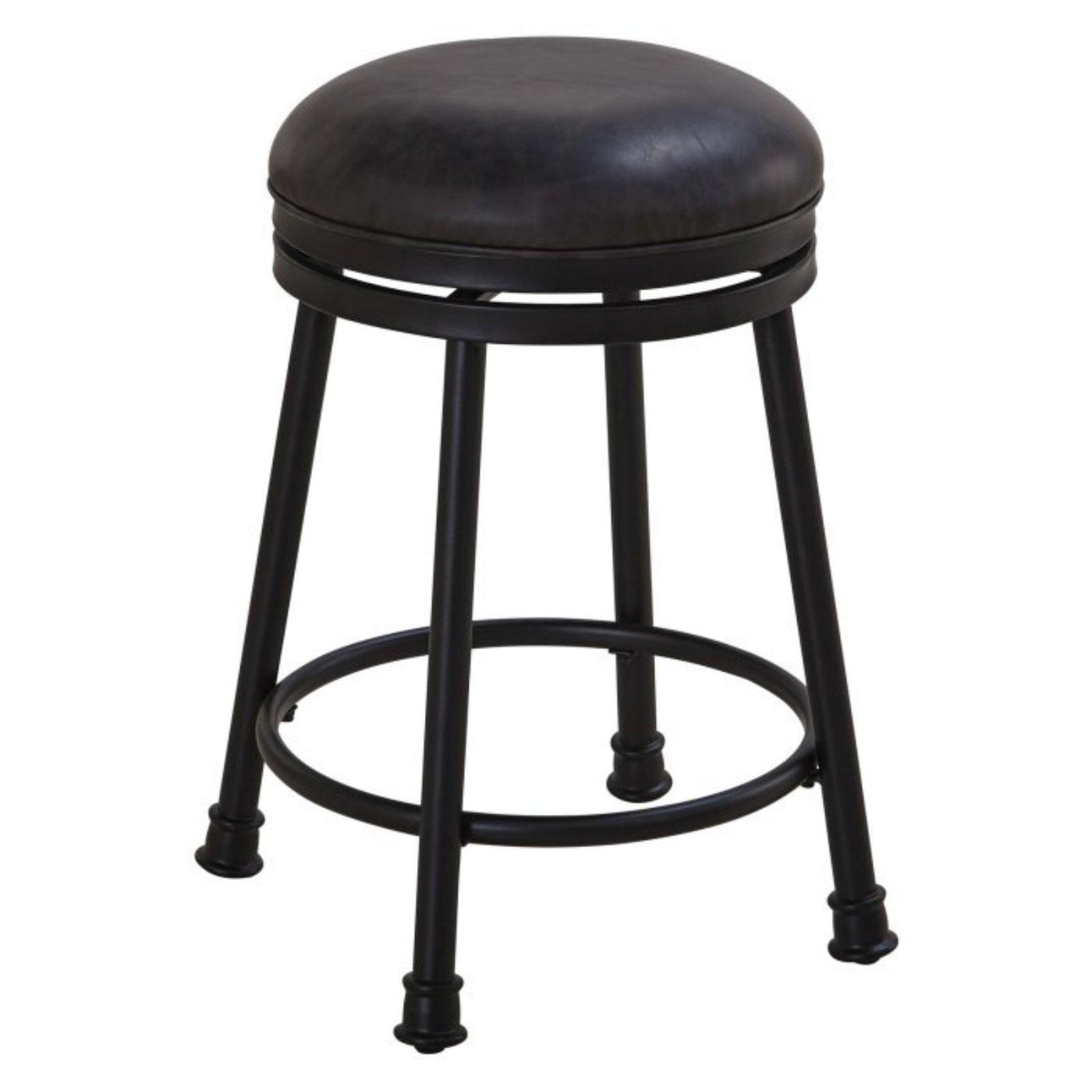 Chateau Noir 24" Adjustable Swivel Counter Stool in Black Leather