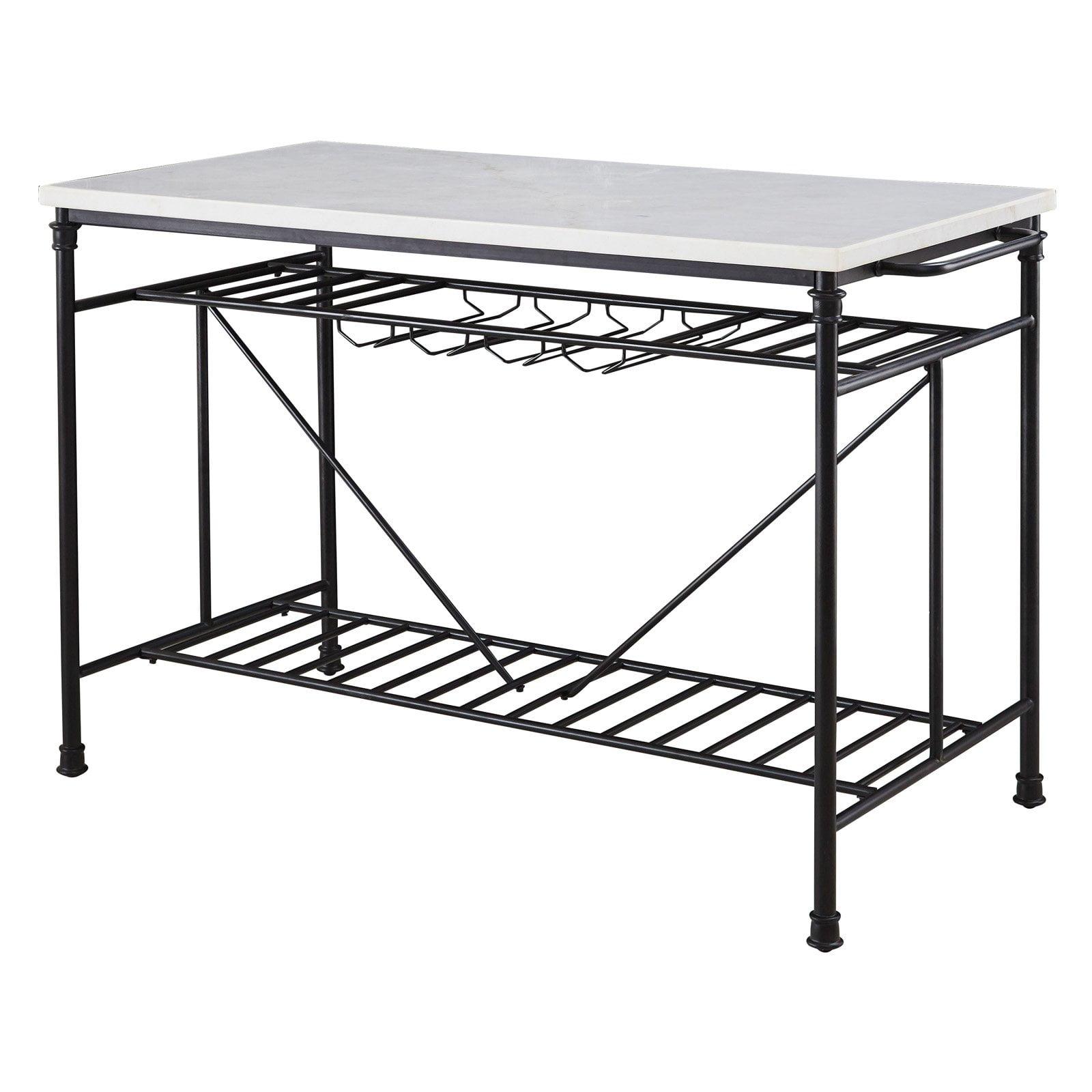 Claire White Marble Top Kitchen Island with Black Metal Base