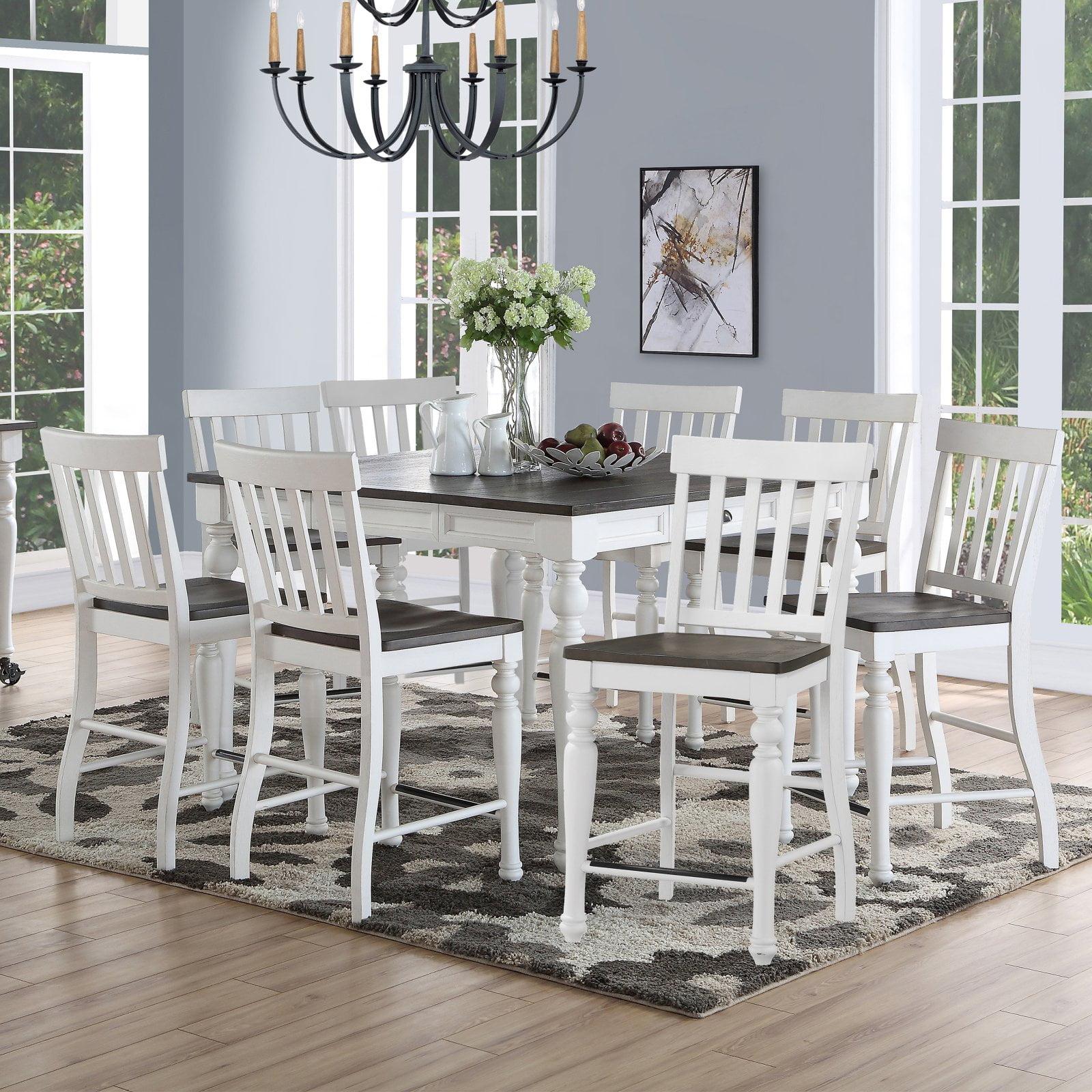 Joanna Two-Tone Ivory and Dark Oak 9-Piece Counter Height Dining Set