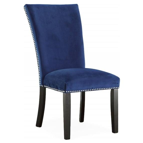 Steve Silver Company Camila Rectangle 7-Pcs Dining Set, Modern, White Marble, Blue Velvet