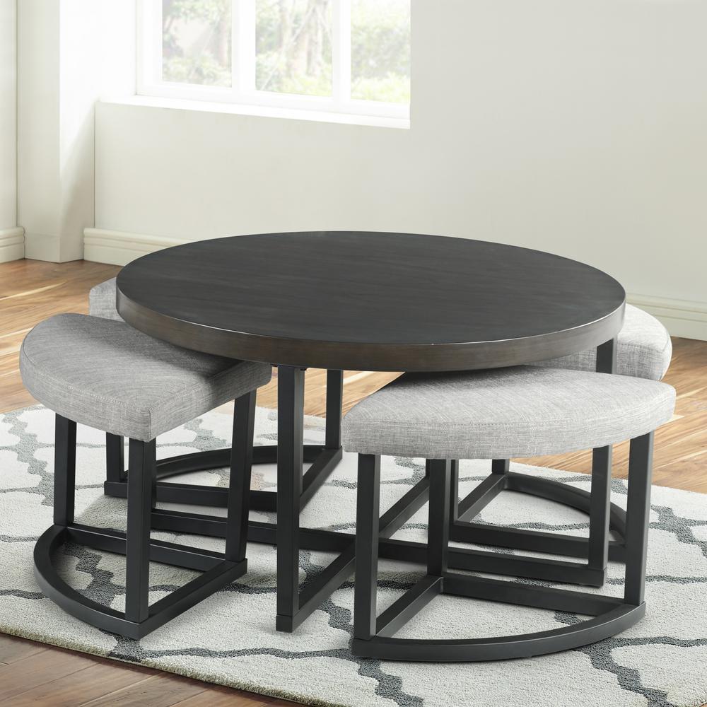 17 Stories Stannos 36" Round Coffee Table with 4 Stools