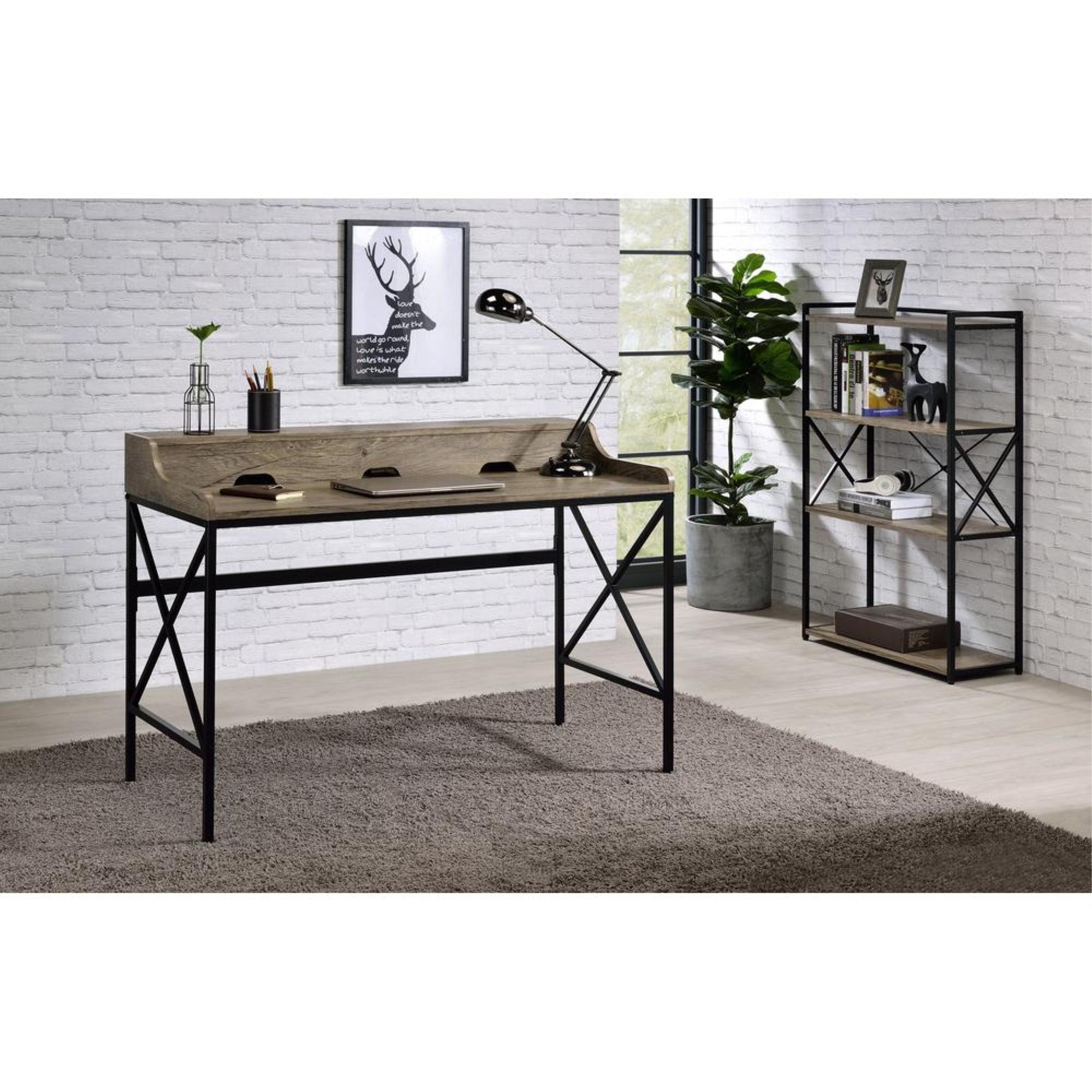 47" Corday Bookcase Gray and Black - Steve Silver Co.: Metal Accents, 4 Fixed Shelves