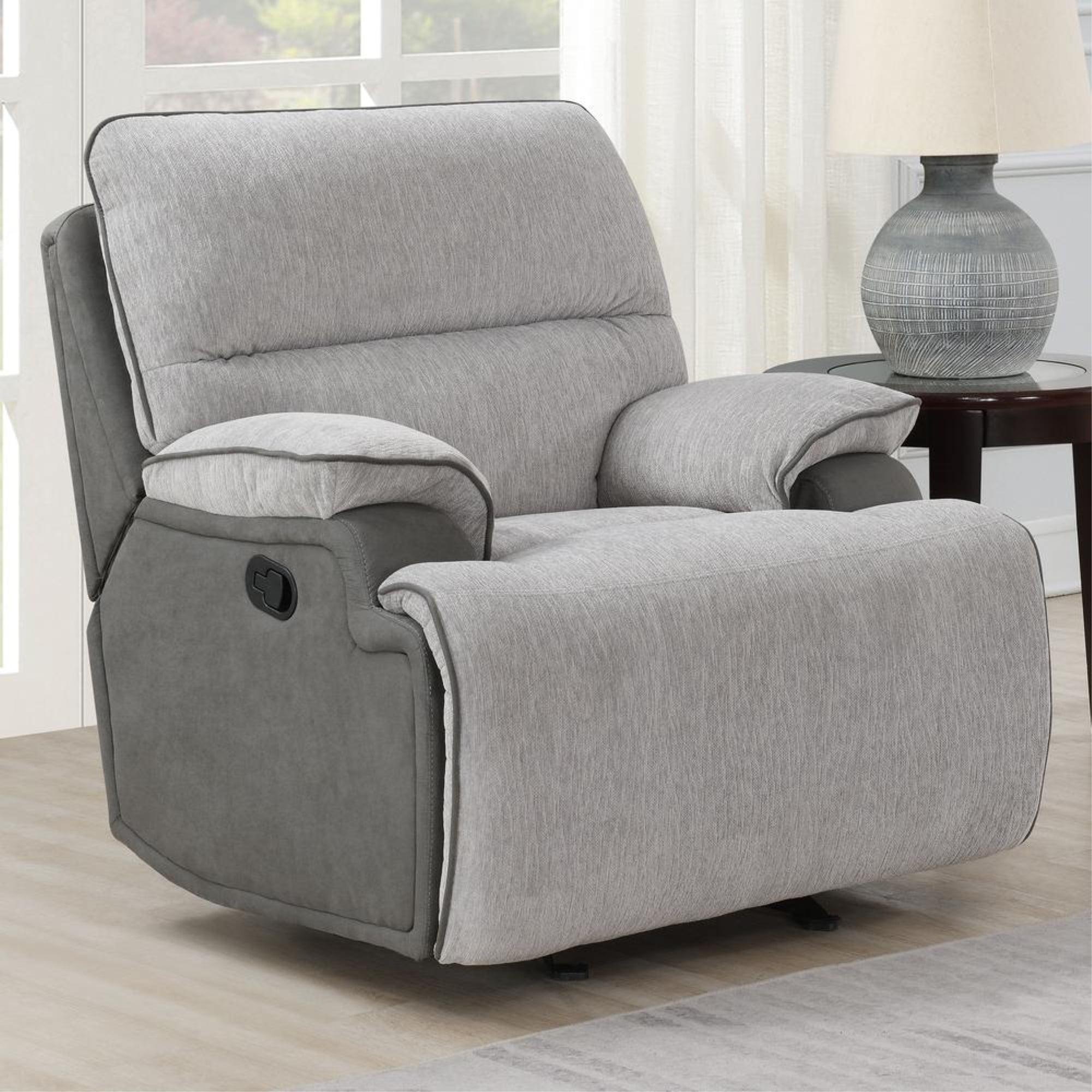 Cyprus Transitional Light Gray Metal Glider Recliner