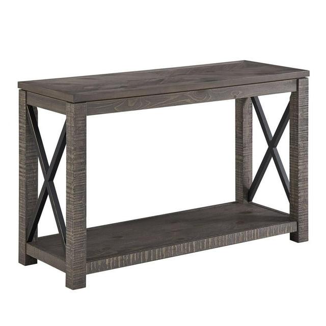 Dexter Sofa Table Distressed Gray - Steve Silver Co.: Rustic Style, Metal X Motif, Bottom Shelf