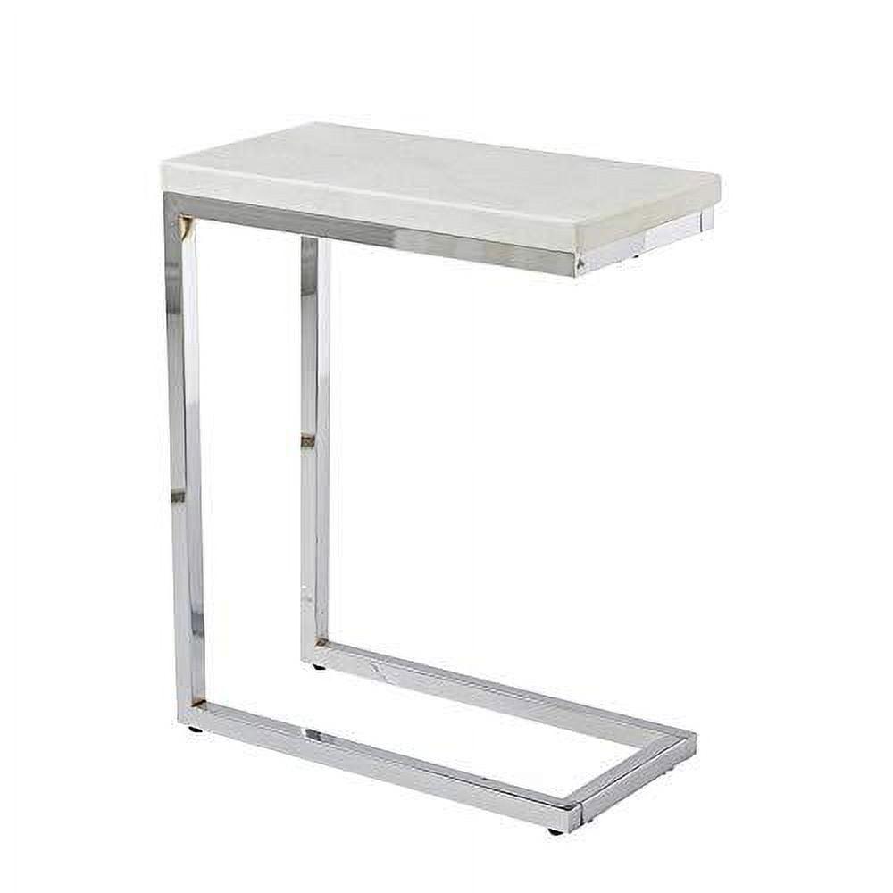 Echo White Marble and Chrome Rectangular Chairside Table