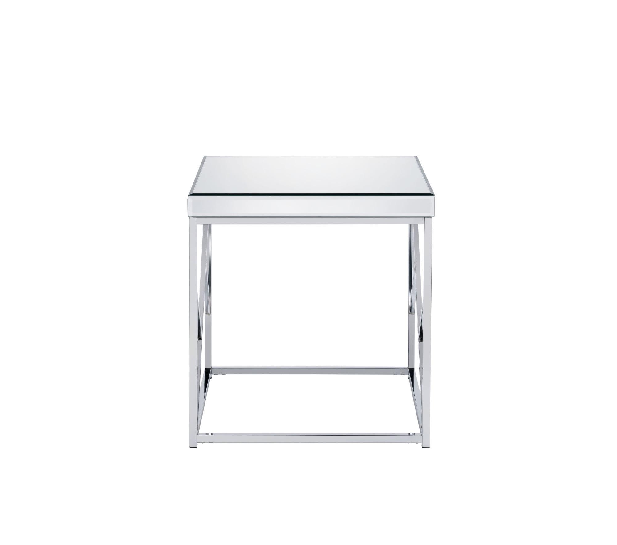 Evelyn 23" Chrome Mirrored Glass Square End Table