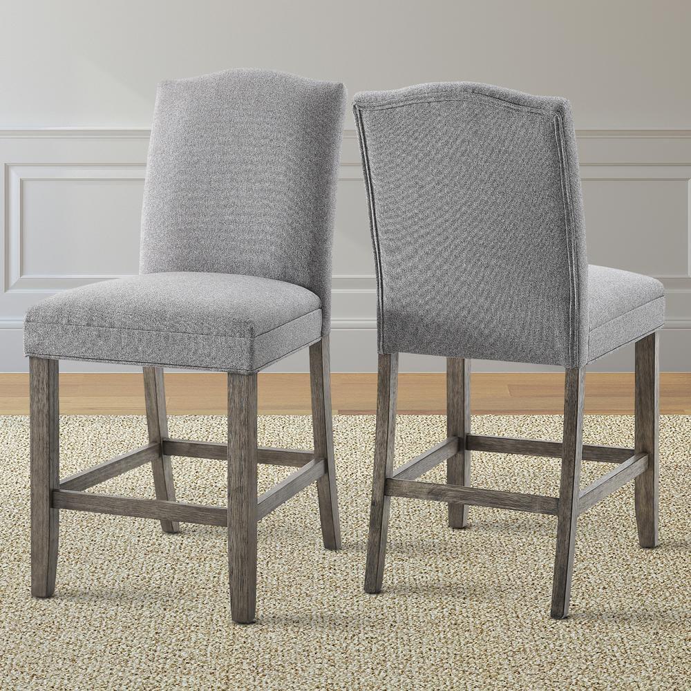 Gray Driftwood Wood and Fabric Counter Stools Set of 2