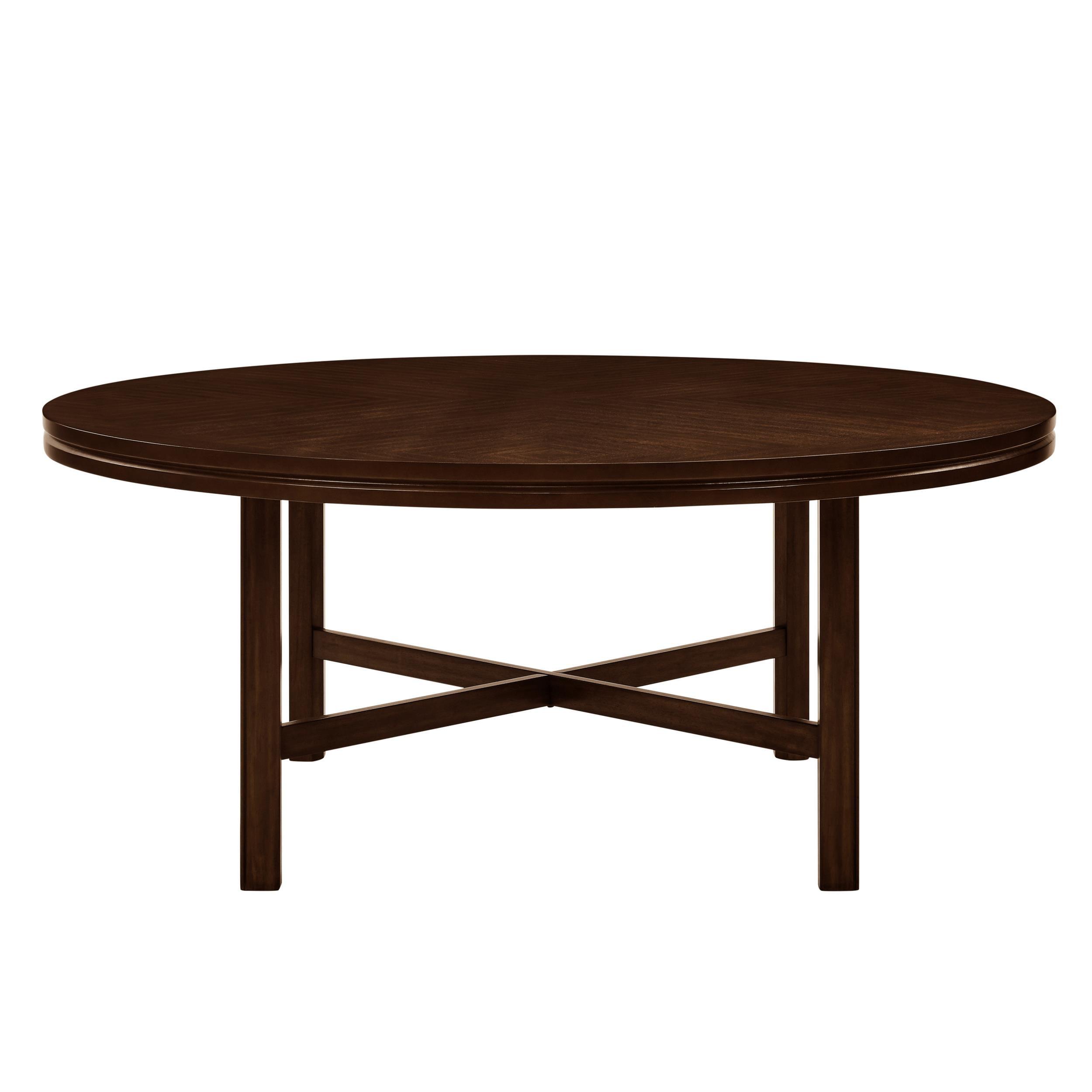 Steve Silver Co. 72" Talbot Round Dining Table Dark Oak : Seats 8, Mid-Century Modern, Wood Veneer