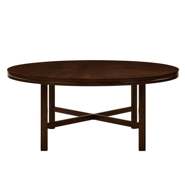 Steve Silver Co. 72" Talbot Round Dining Table Dark Oak : Seats 8, Mid-Century Modern, Wood Veneer