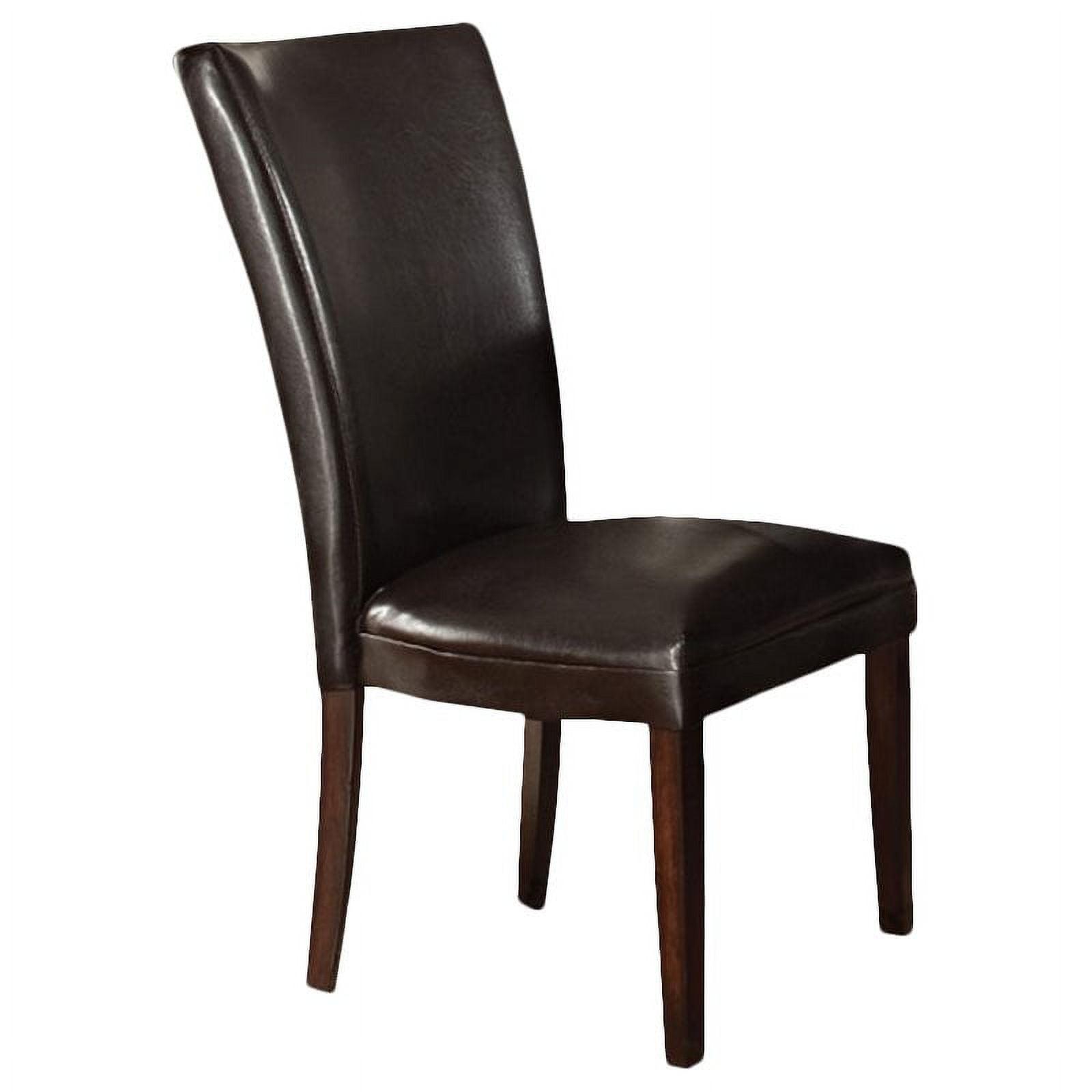 Transitional Brown Leather Parsons Side Chair with Memory Foam