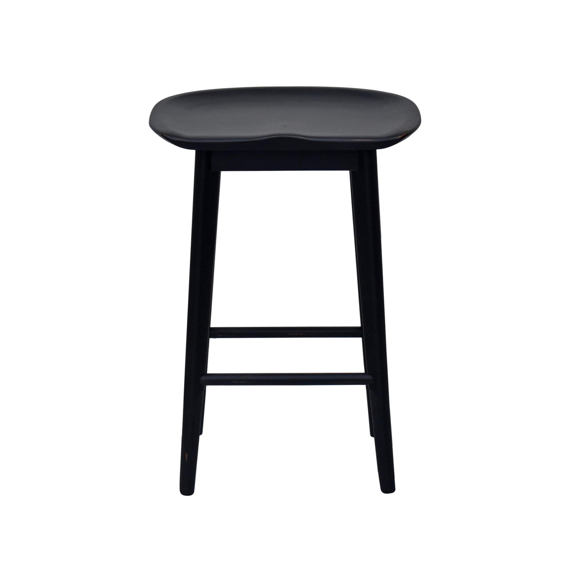 Hilton Transitional Black Solid Wood 24" Counter Stool