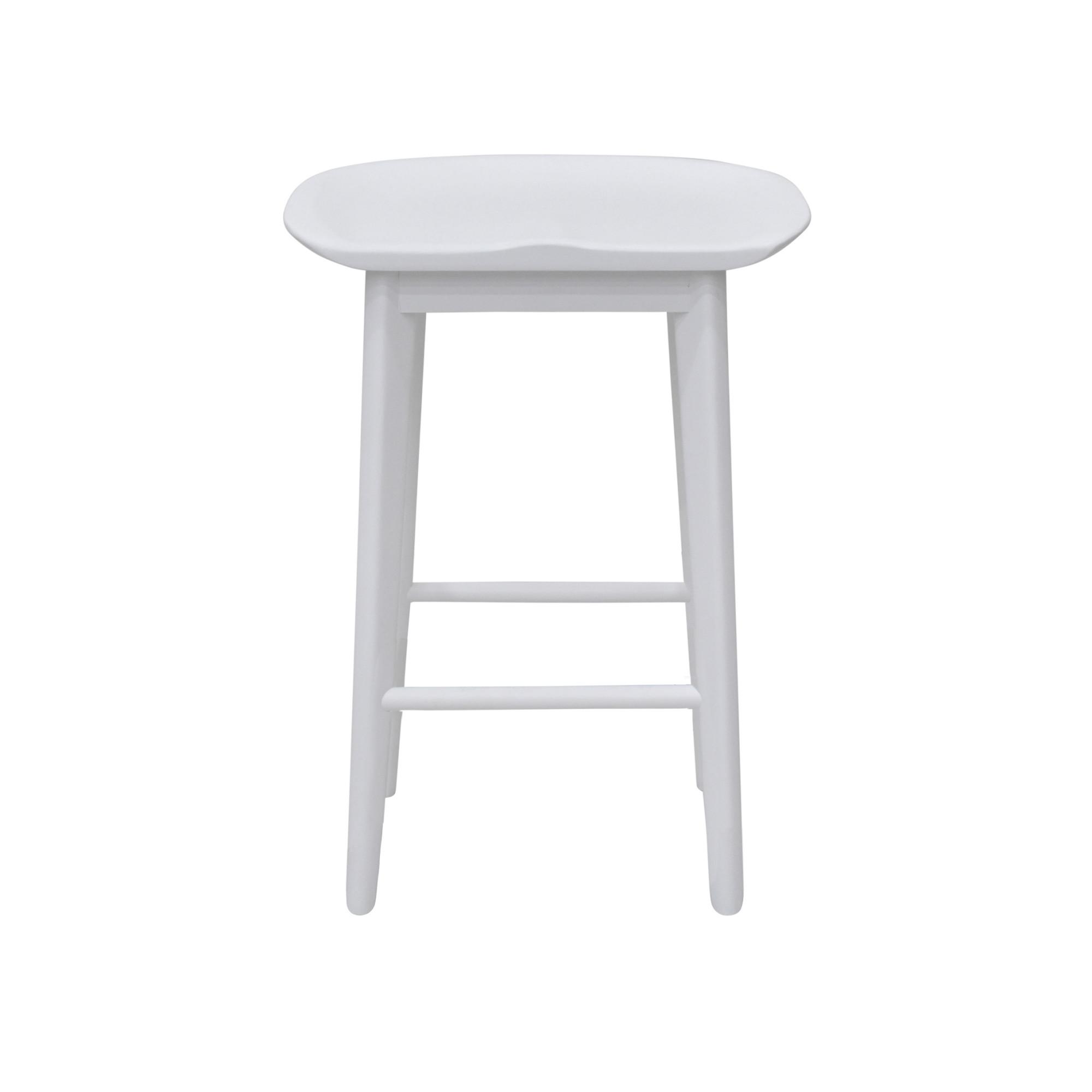 Hilton 24" White Solid Acacia Transitional Counter Stool