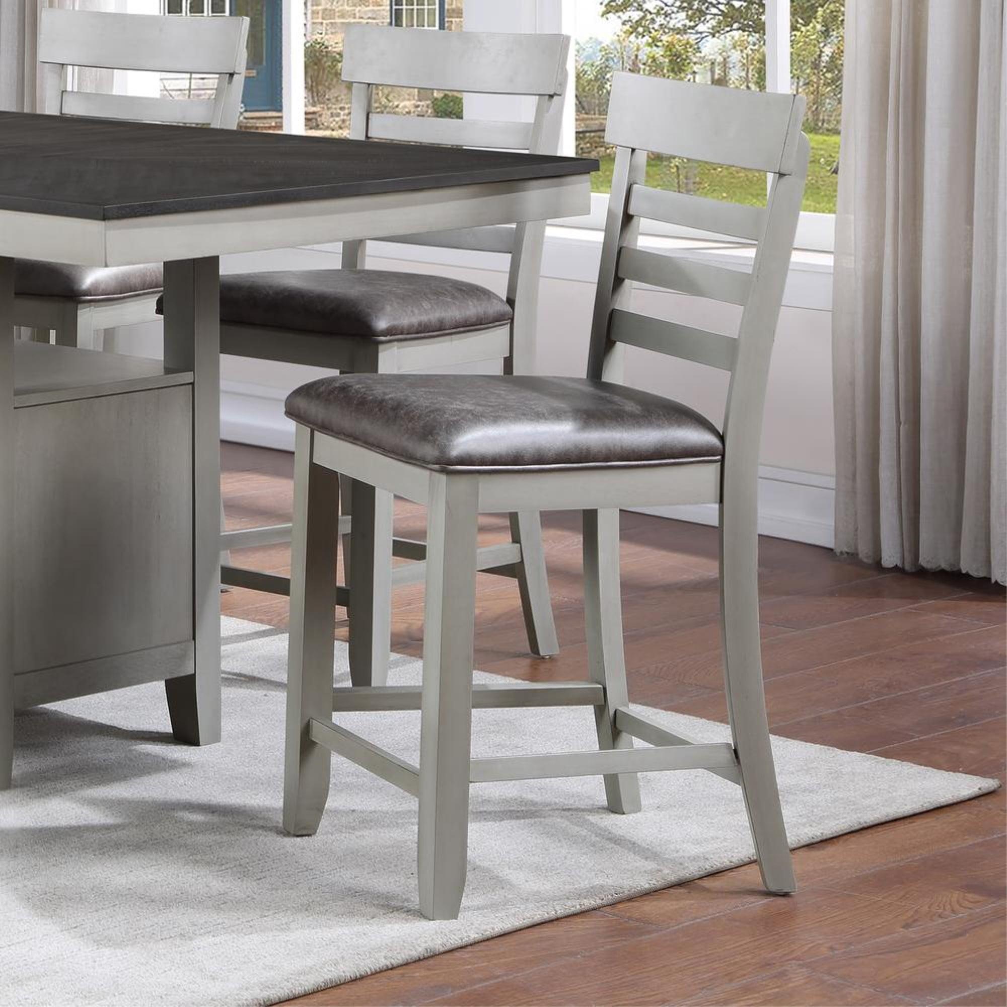 Set of 2 26" Hyland Counter Height Barstools Gray - Steve Silver Co.: Upholstered, Rubberwood Legs