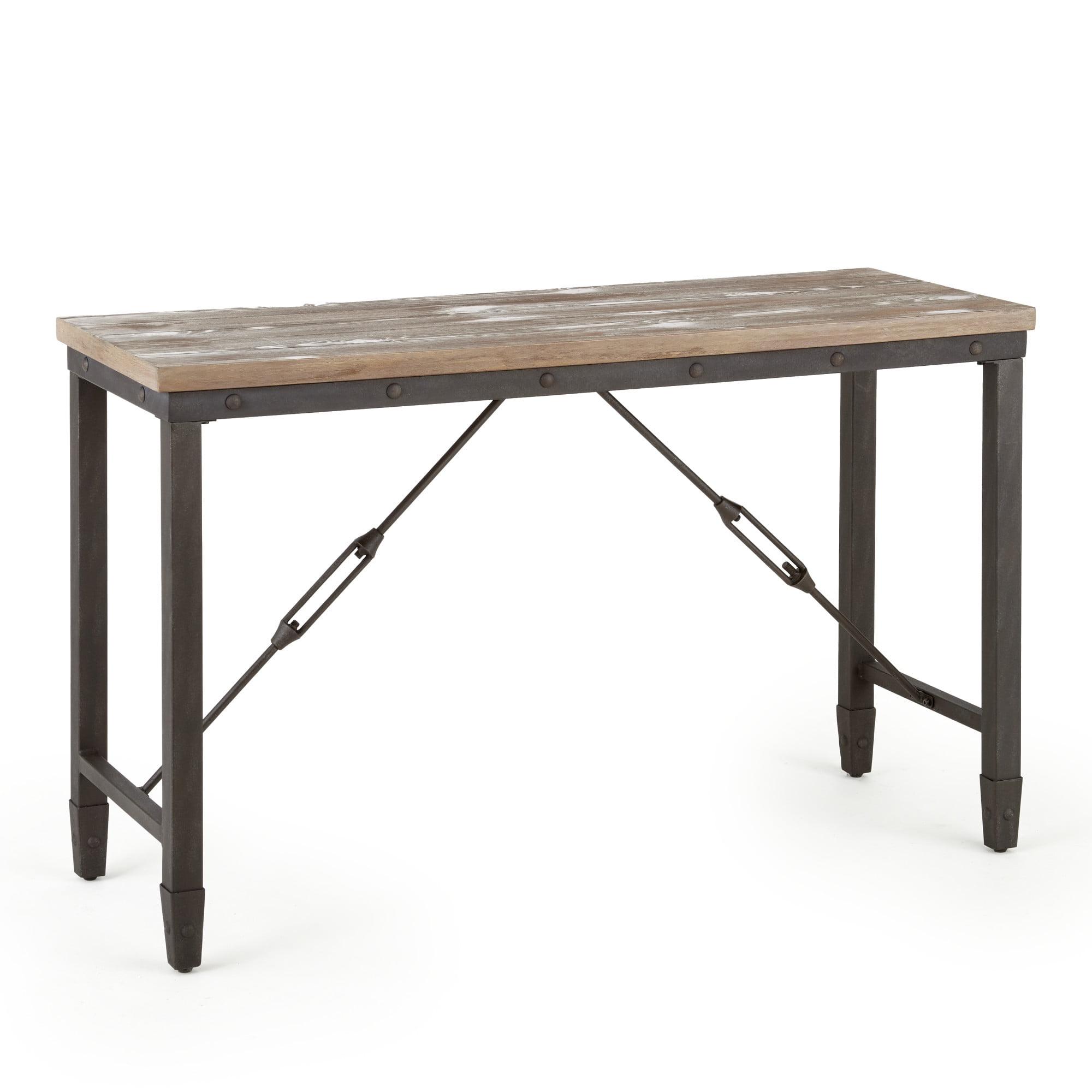 Jersey Sofa Table Antique Oak - Steve Silver Co.: Industrial Design, Entryway, with Metal Glides & Iron Frame