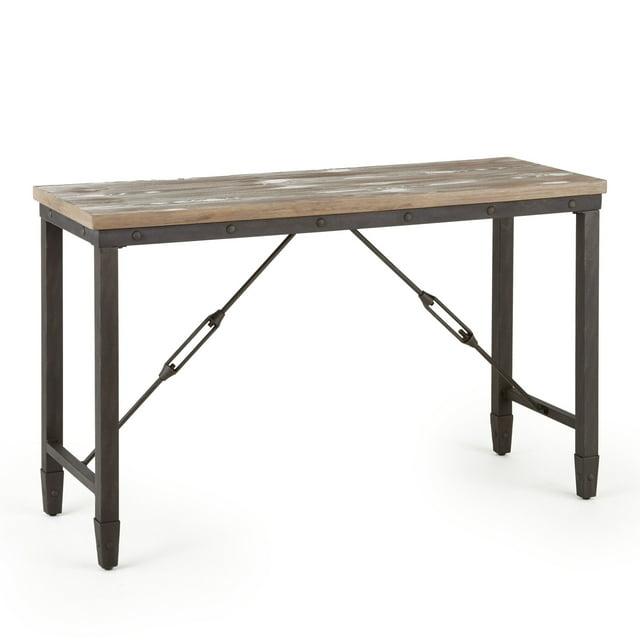 Jersey Sofa Table Antique Oak - Steve Silver Co.: Industrial Design, Entryway, with Metal Glides & Iron Frame