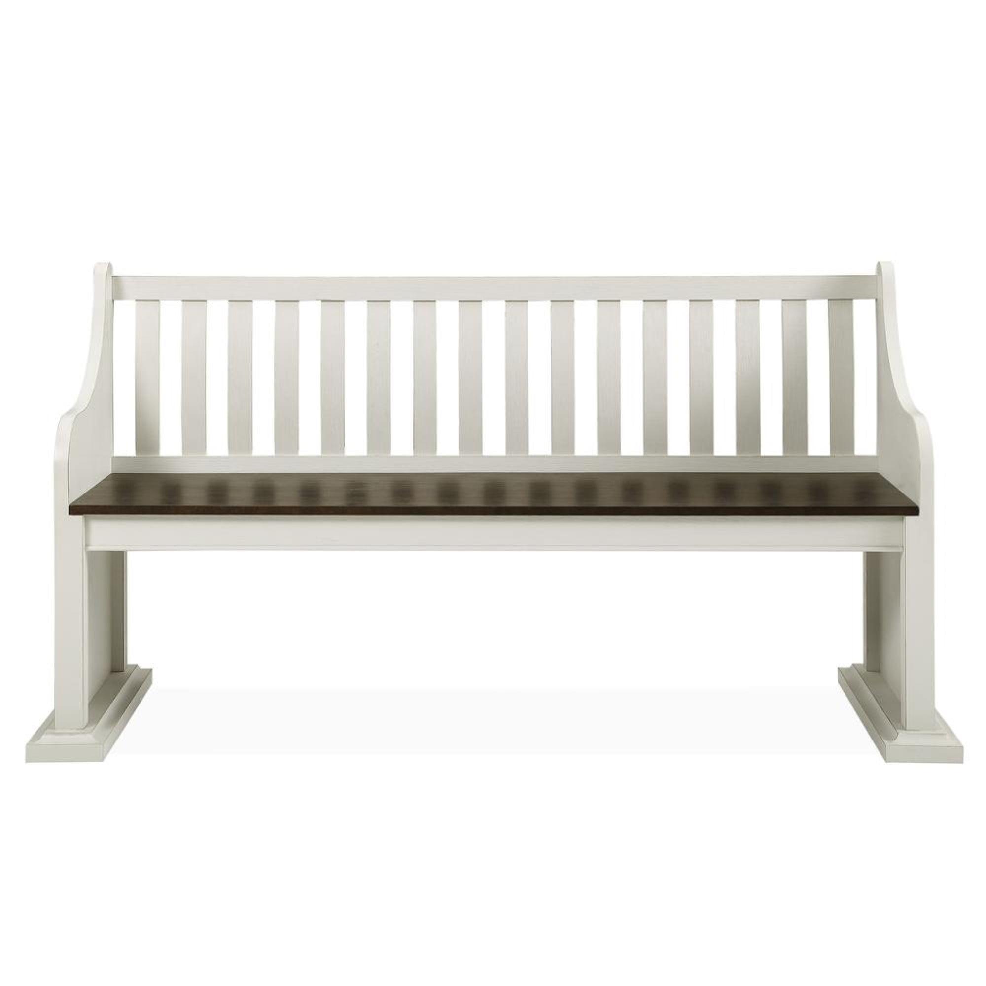 18" Joanna Bench with Back Dark Brown/Ivory - Steve Silver Co.: Farmhouse Style, Hardwood Construction